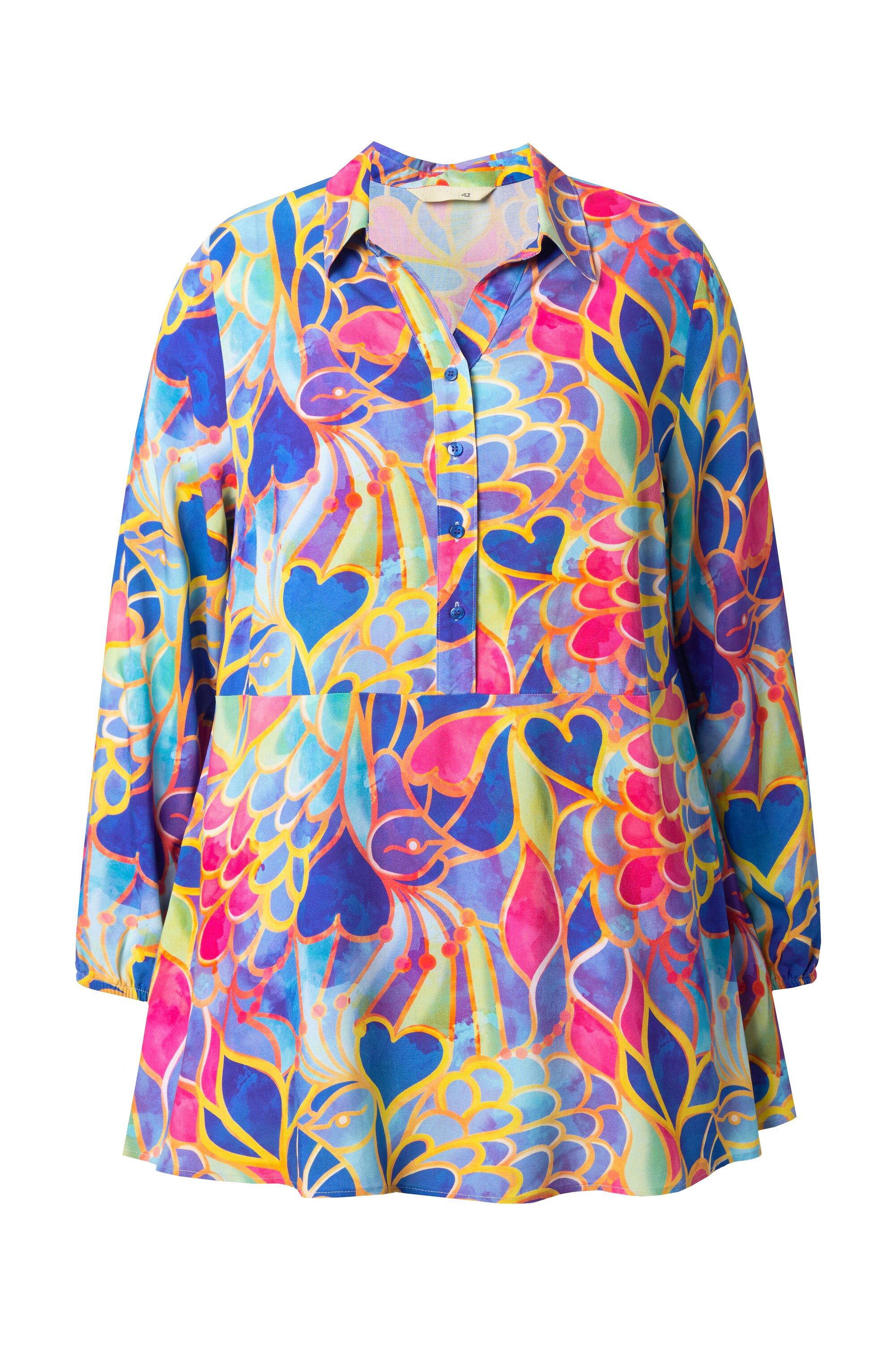MIAMODA Longbluse Bluse A-Linie Mosaik-Muster Langarm – Bild 2 von 3