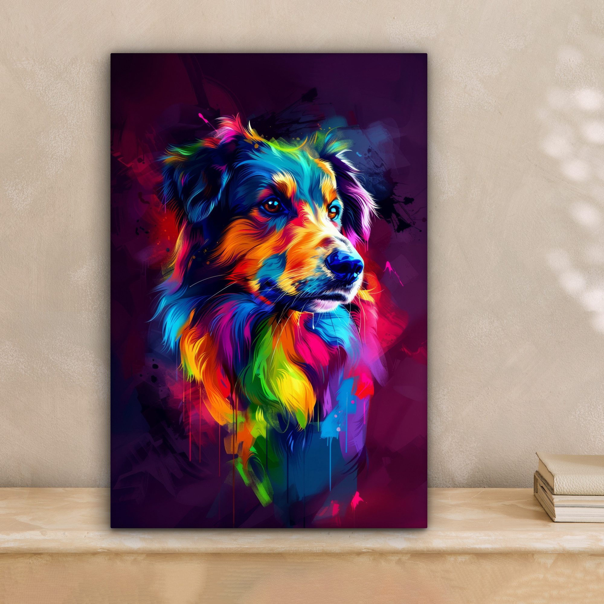 OneMillionCanvasses® Leinwandbild Hund - Farbenfroh - günstig online kaufen