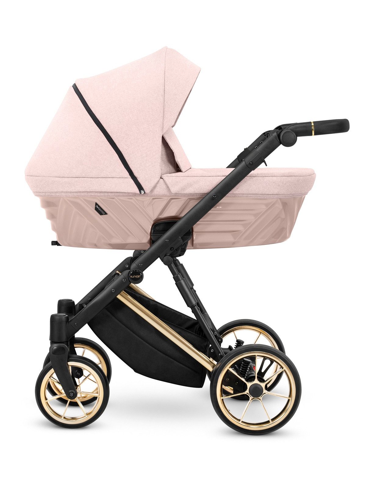 KUNERT Kombi-Kinderwagen Ivento Premium 3in1 Kinderwagen mit Goldrahmen und Zubehör, 2in1-Set mit Tragetasche und Sportsitz, ergonomische Bambusmatratze