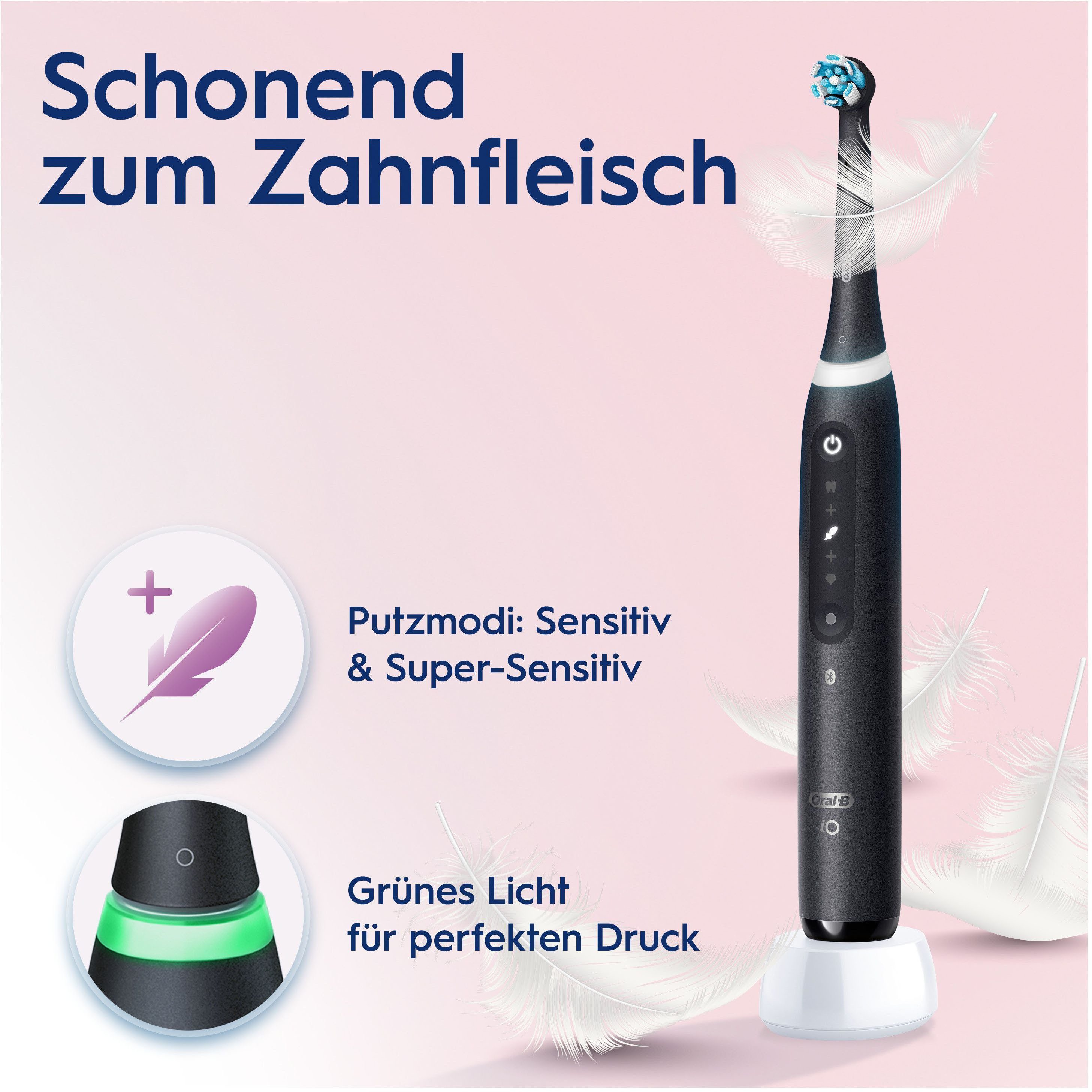 Oral-B Elektrische Zahnbürste iO 5, Aufsteckbürsten: 1 St., mit Magnet-Technologie, LED-Anzeige, 5 Putzmodi, Reiseetui