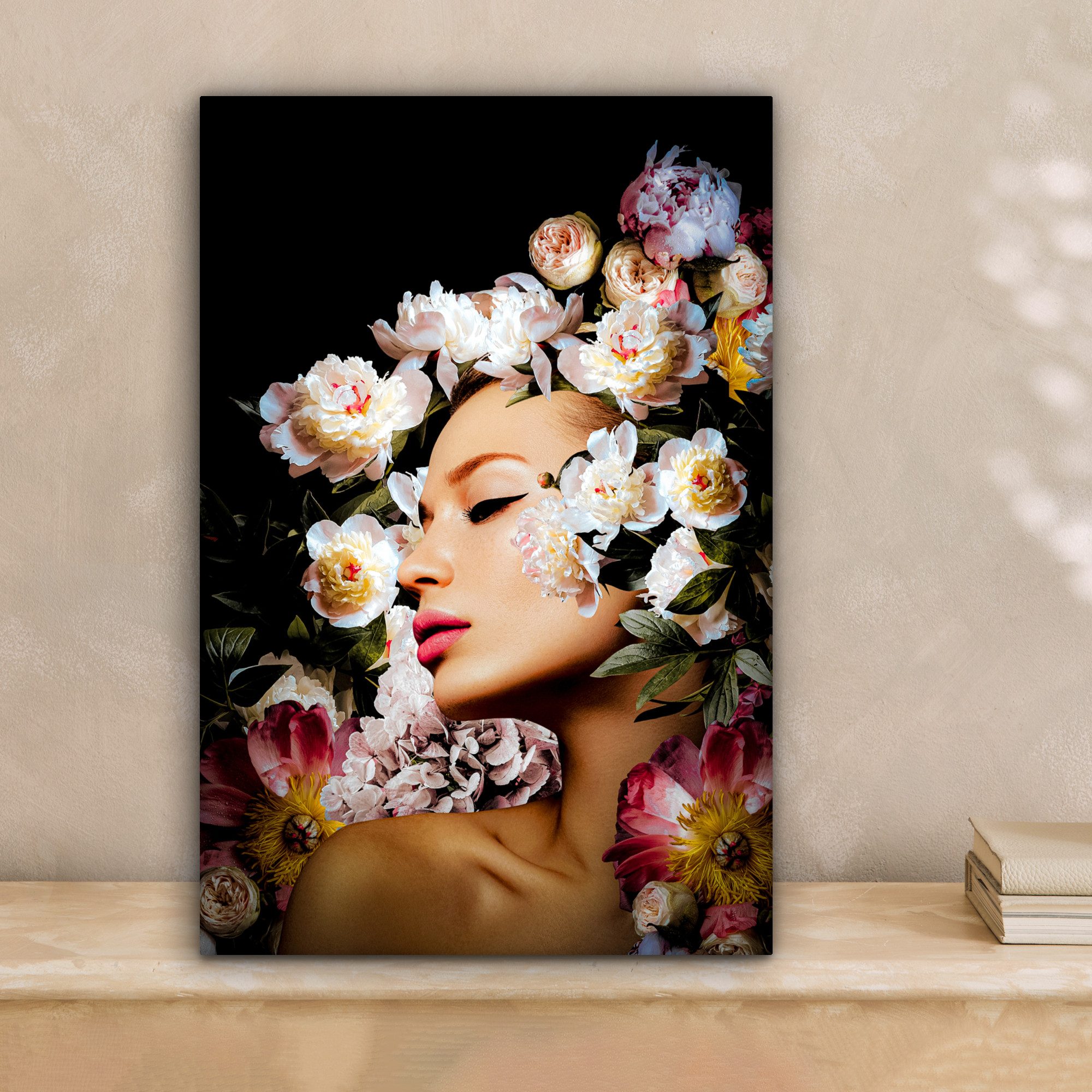 OneMillionCanvasses® Leinwandbild Frauen - Blumen - Rosen - Porträt, Fotodr günstig online kaufen