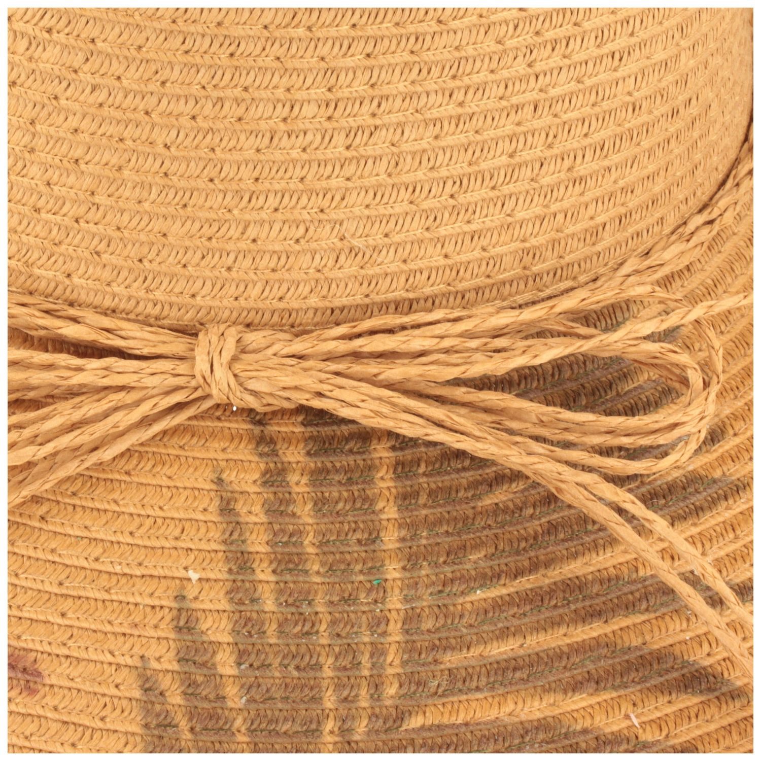 Breiter Strohhut Borten-Flapper mit sommerlichen Palmendruck