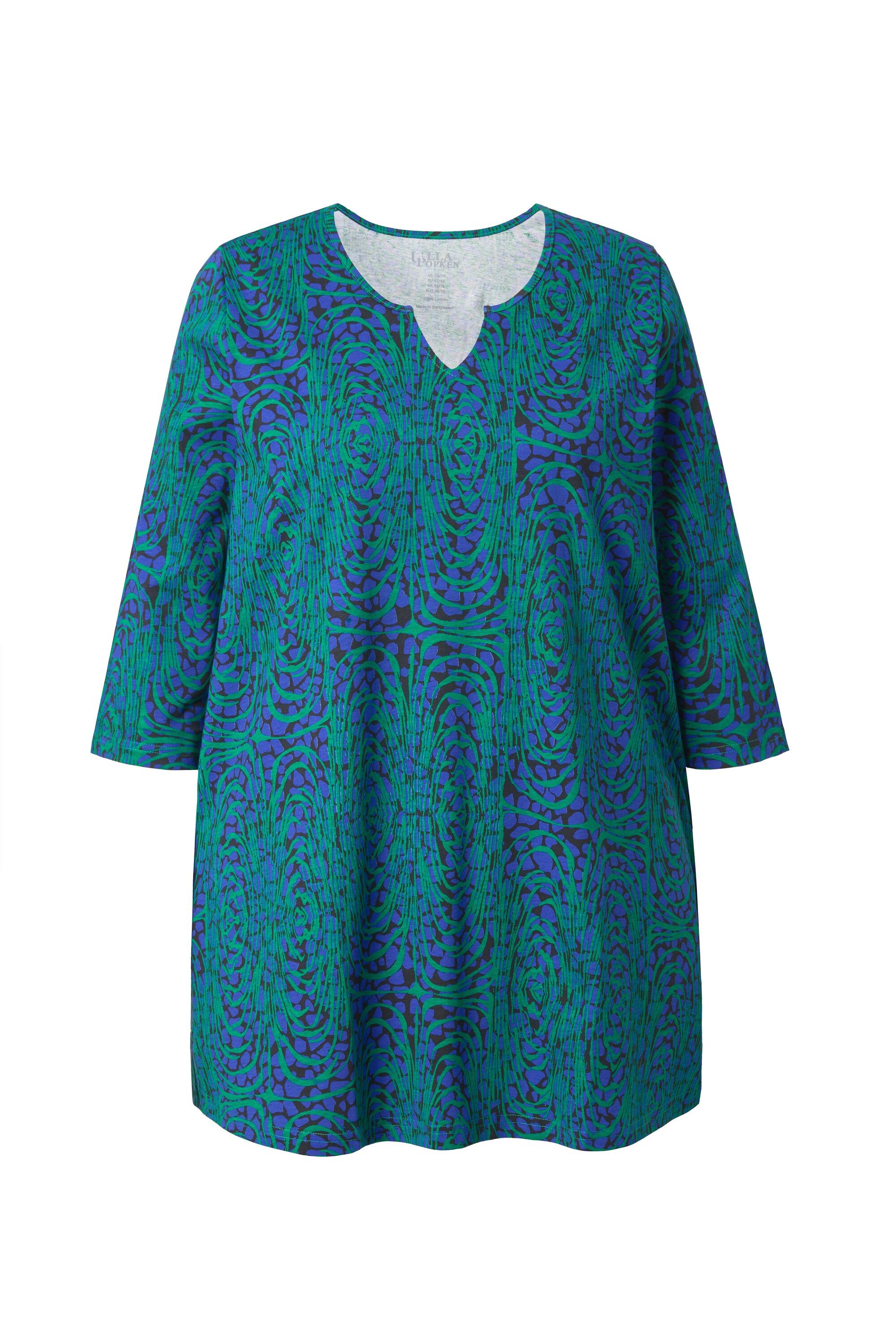 Longshirt Longshirt Animal A-Linie Tunika-Ausschnitt 3/4-Arm
