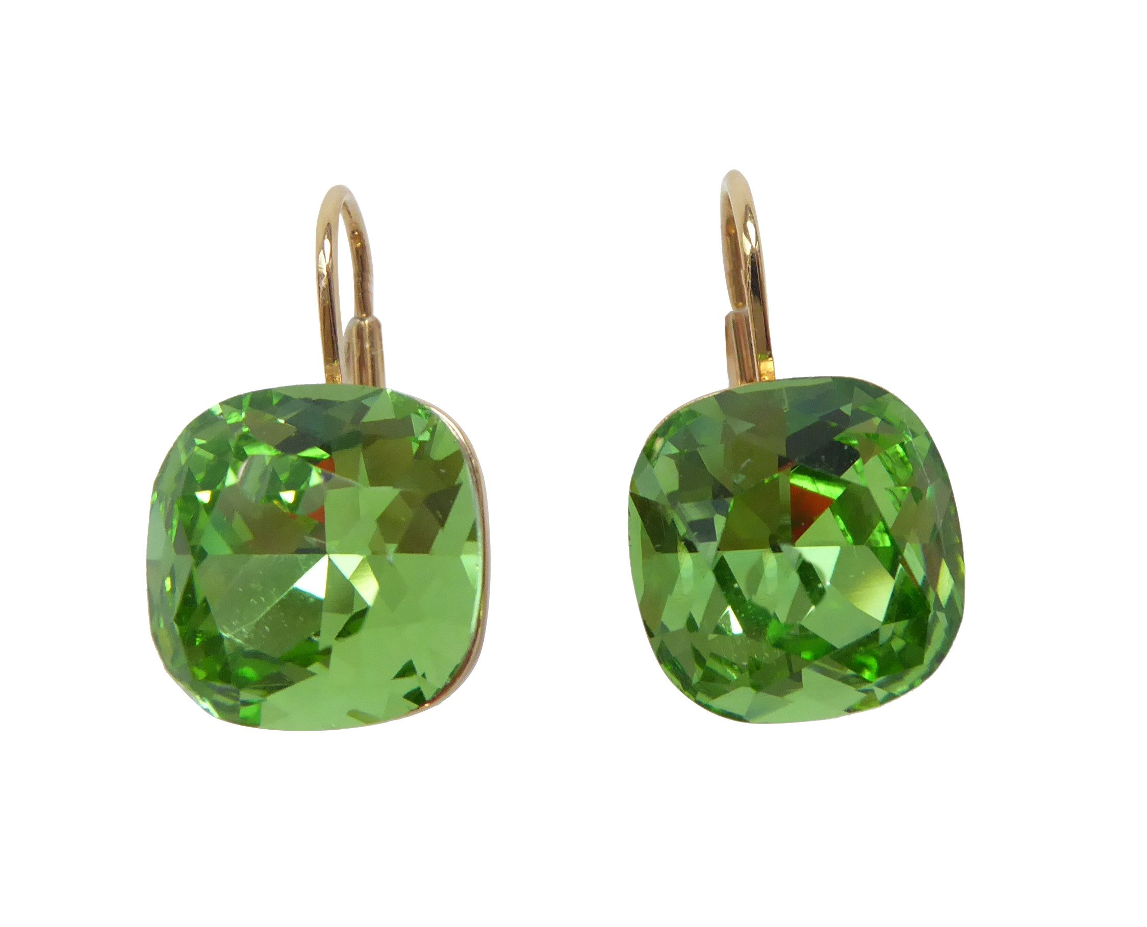 Mugello Paar Ohrhänger Romy peridot vergoldet modern klassisch Alltag elegant, Handgefertigter Modeschmuck, made in Germany