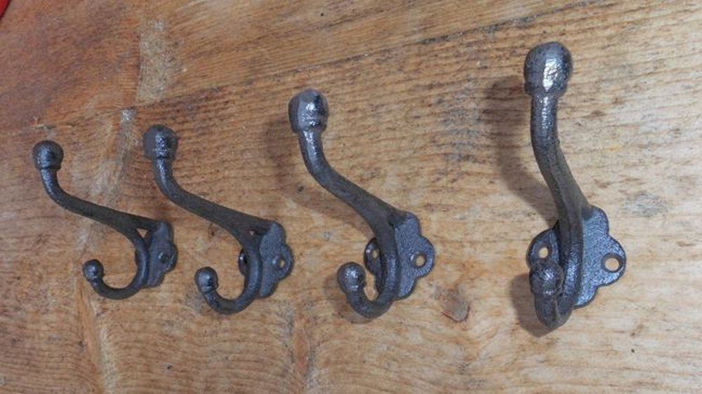 Deko-Impression Doppelhaken Haken-Set 4er Set stabile Doppelhaken Gusseisen Wandhaken Landhausstil, (4-St)