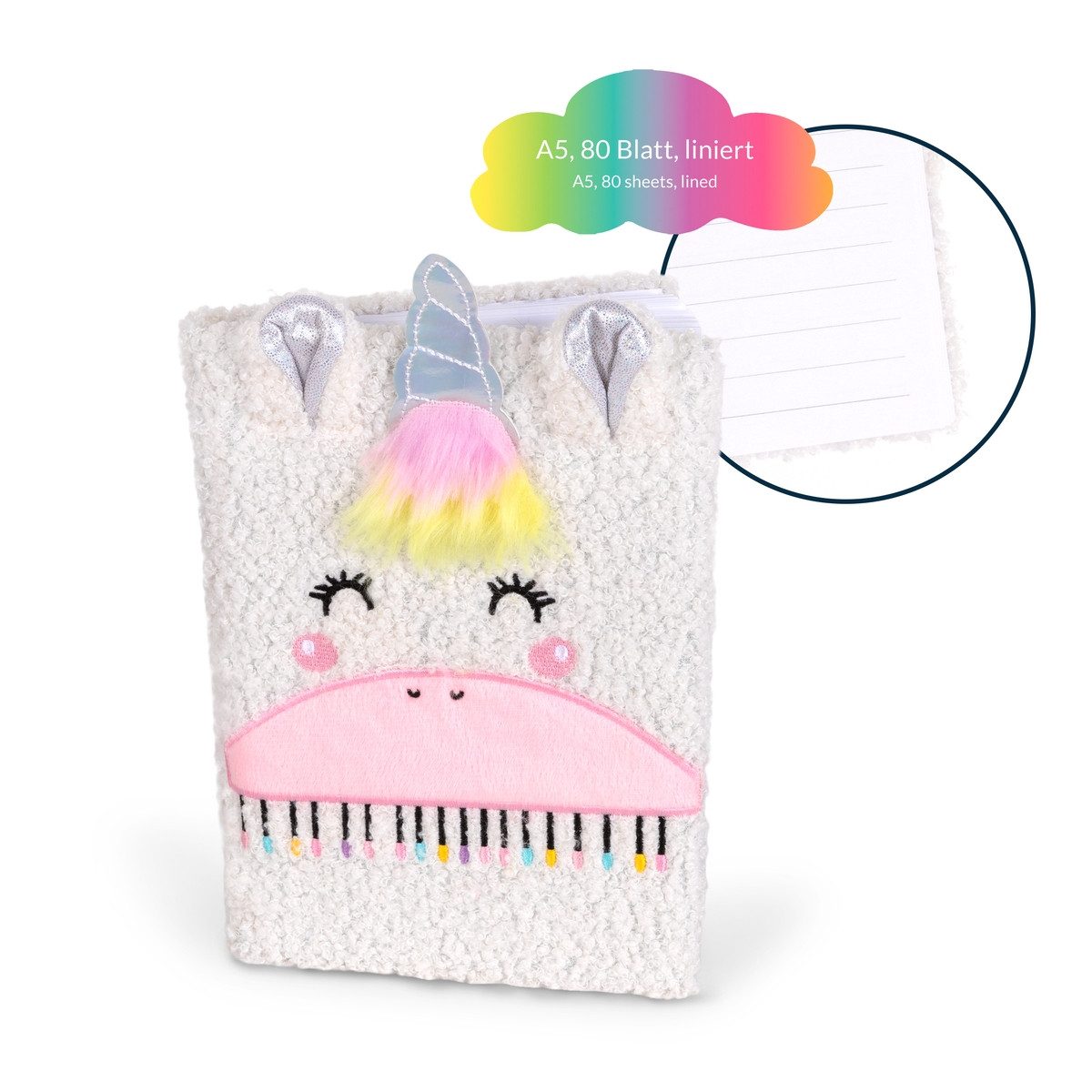 Trendhaus Styropor-Teil Plüsch-Notizbuch DREAMLAND liniert DIN A5 80 Blatt