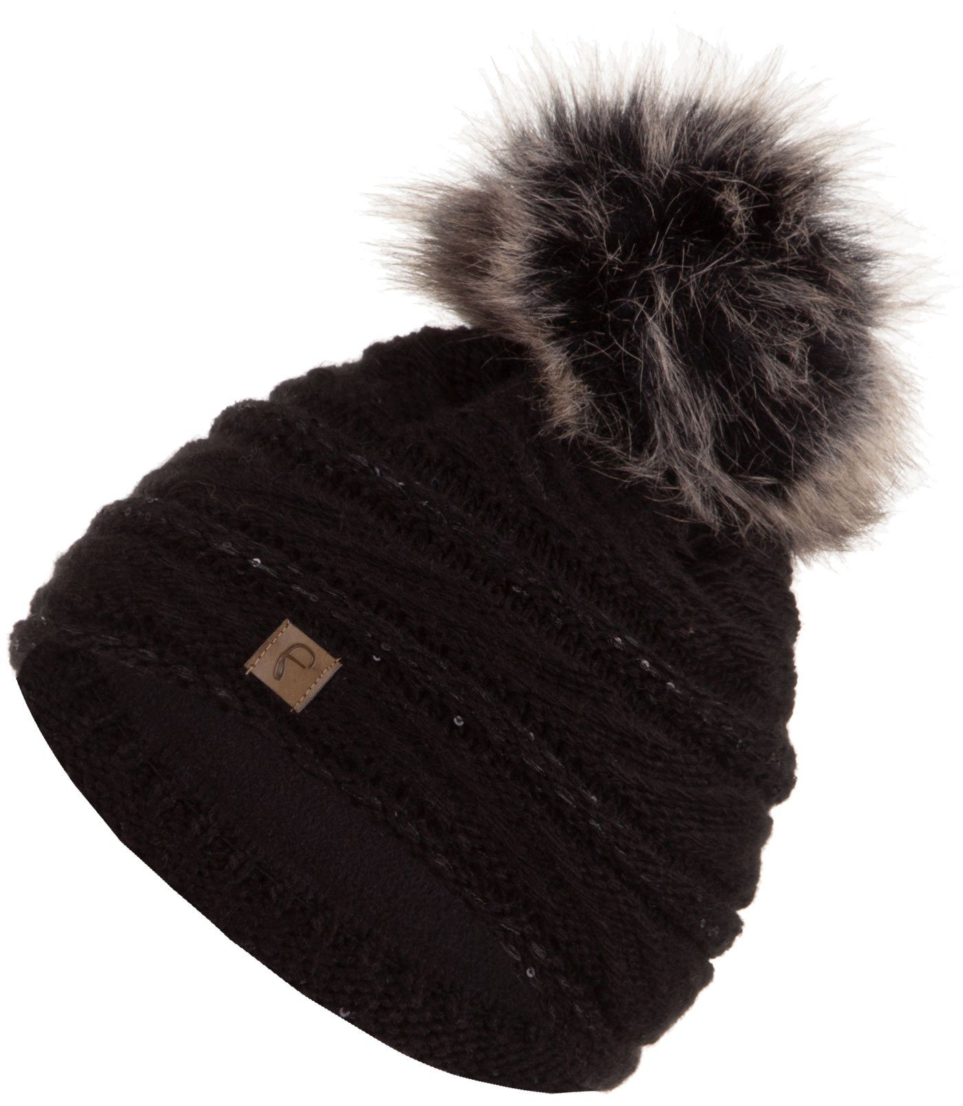 Faera Bommelmütze Wintermütze Damen Herren Mütze Beanie Haube gefüttert Bommelmütze 14