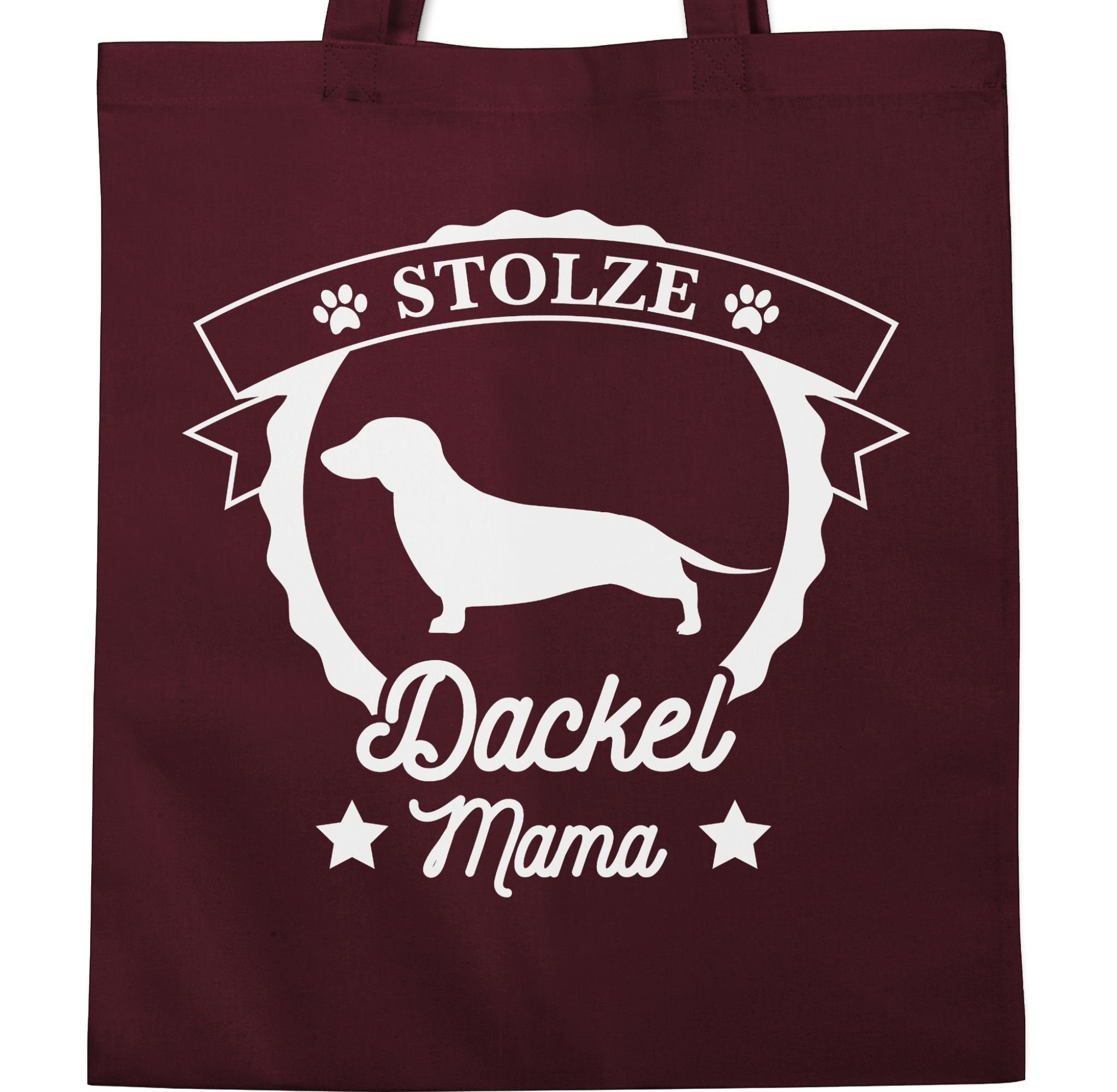 Shirtracer Umhängetasche Hundebesitzer für Dackel 2 Mama, Stolze Bordeauxrot Geschenk
