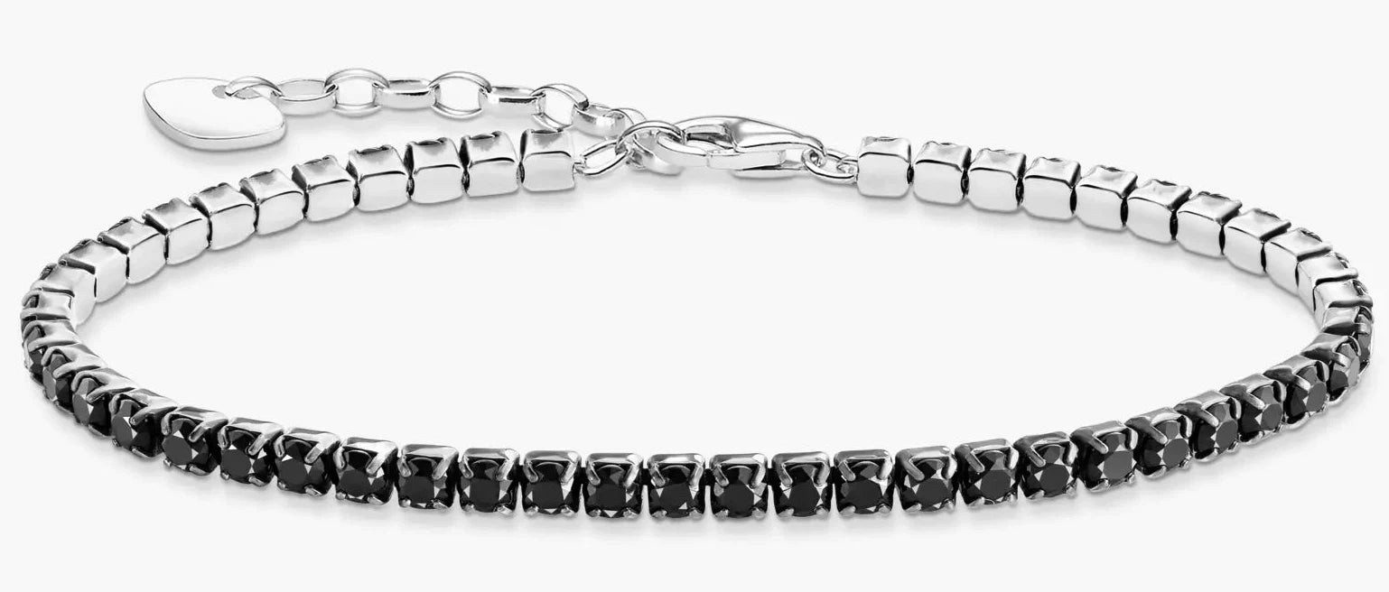 Tennisarmband Tennisarmband mit schwarzen Steinen Silber