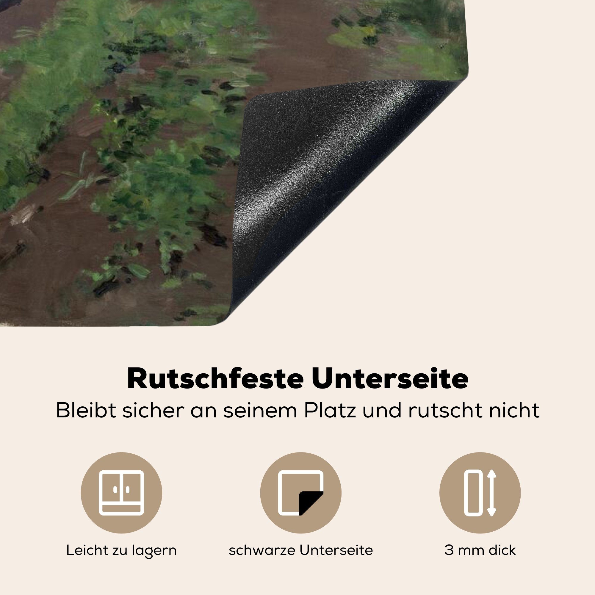 (1 Gemälde Vinyl, eines Caillebotte, cm, von tlg), 81x52 Ceranfeldabdeckung Induktionskochfeld Herdblende-/Abdeckplatte in Schutz MuchoWow - Neapel für Ufer die küche, Gustave Kanals