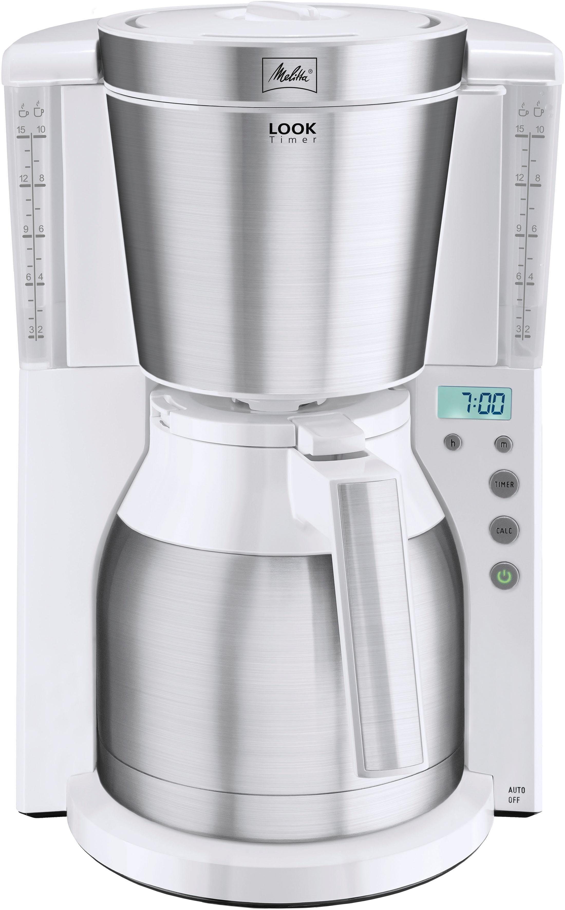 Melitta Filterkaffeemaschine Melitta® Look® Therm Timer 1011-15, 1,2l Kaffeekanne, Papierfilter 1x4