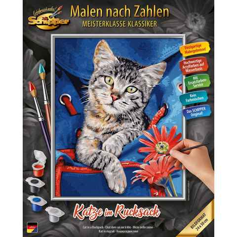 Schipper Malen nach Zahlen Meisterklasse Klassiker - Katze im Rucksack, Made in Germany