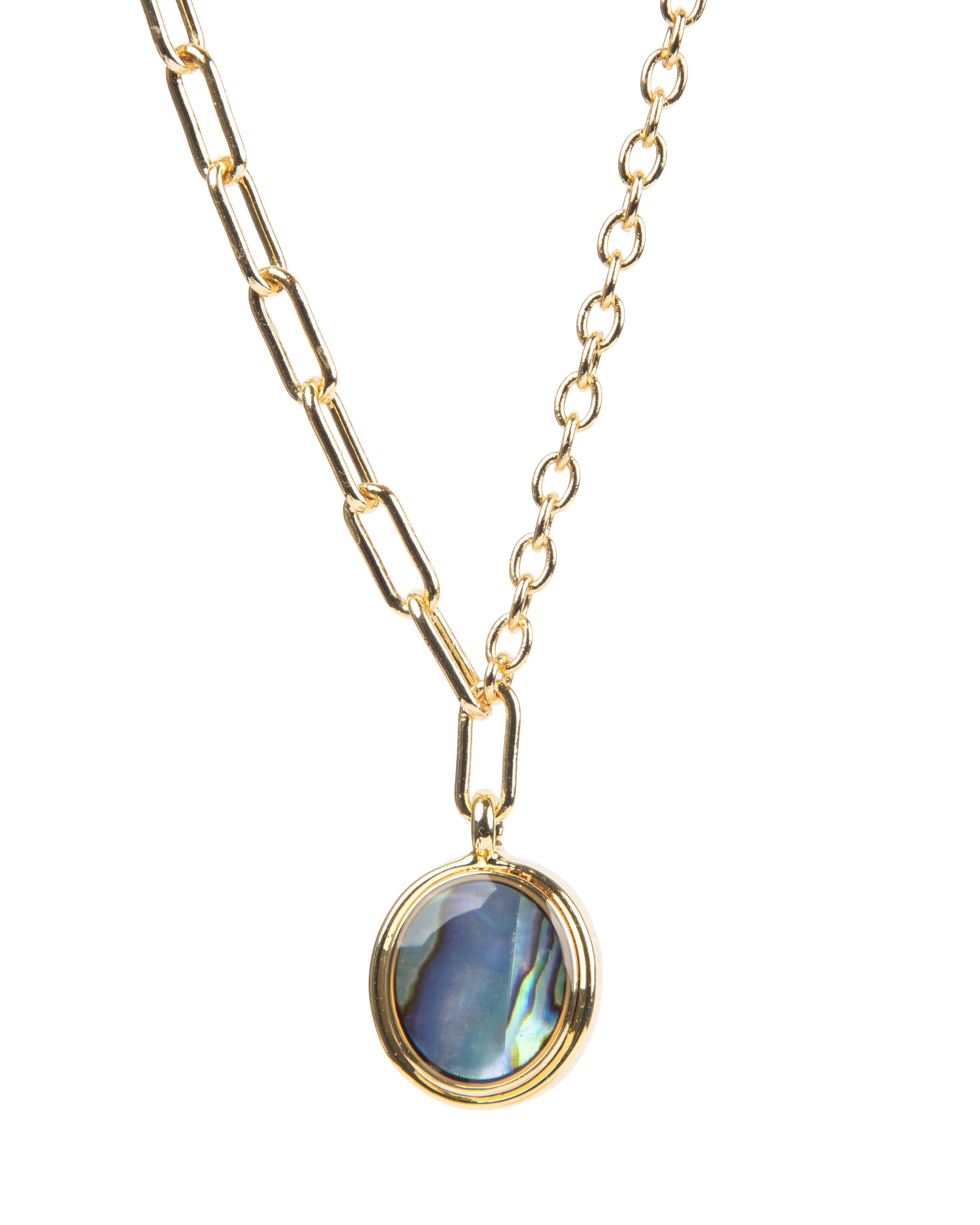 MayTree Collier Edelstahl Kette 18K vergoldet mit Abalone Anhänger (Stück, 1-tlg), mit natürlichem Abalone Muschelanhänger