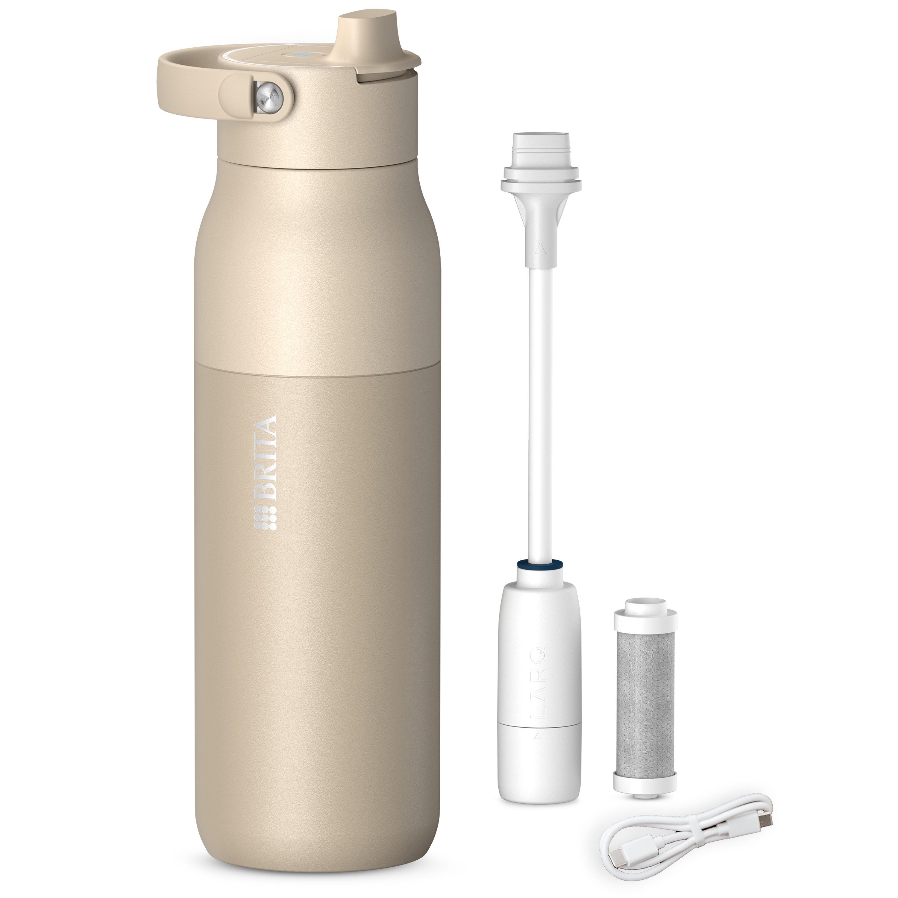 BRITA Trinkflasche BRITA LARQ iQ Digitale Filter Trinkflasche (1000 ml), inkl. Hydration Tracking (App), Aktivkohle Wasserfilter & UV-C