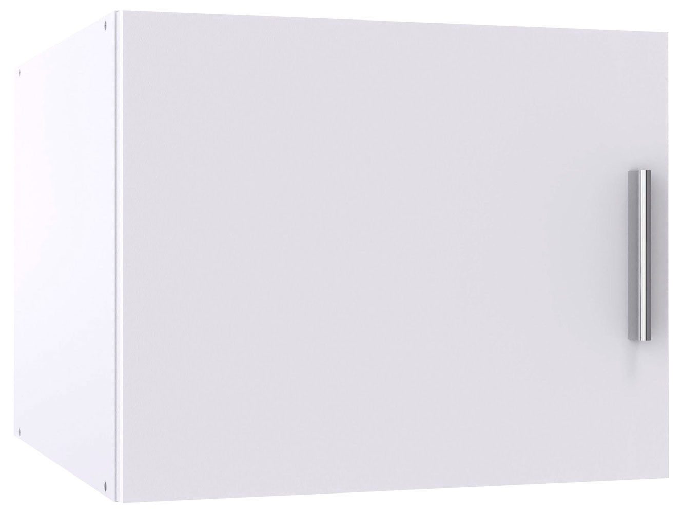 Wimex Schrankaufsatz, (1 Tür, 1 großes Fach, 1-St., moderne Optik, alufarbene Kunststoffgriffe, Montage am Schrank), 50x54x40cm weiß 1-türig