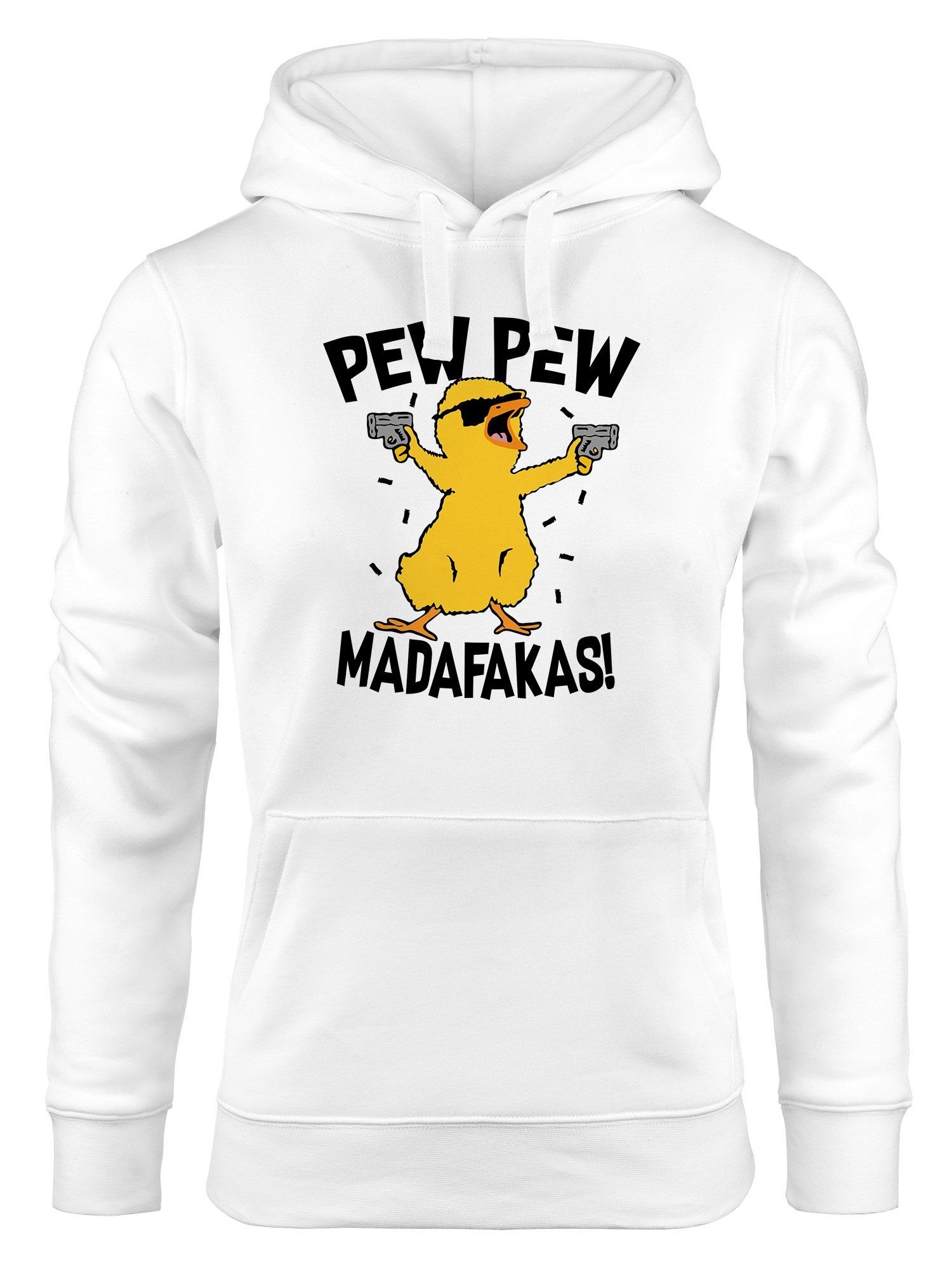 MoonWorks Hoodie Kapuzen-Pullover Damen Pew Pew Madafakas Crazy Chick Küken Meme Spruch Trend Hoodie Moonworks® weiß