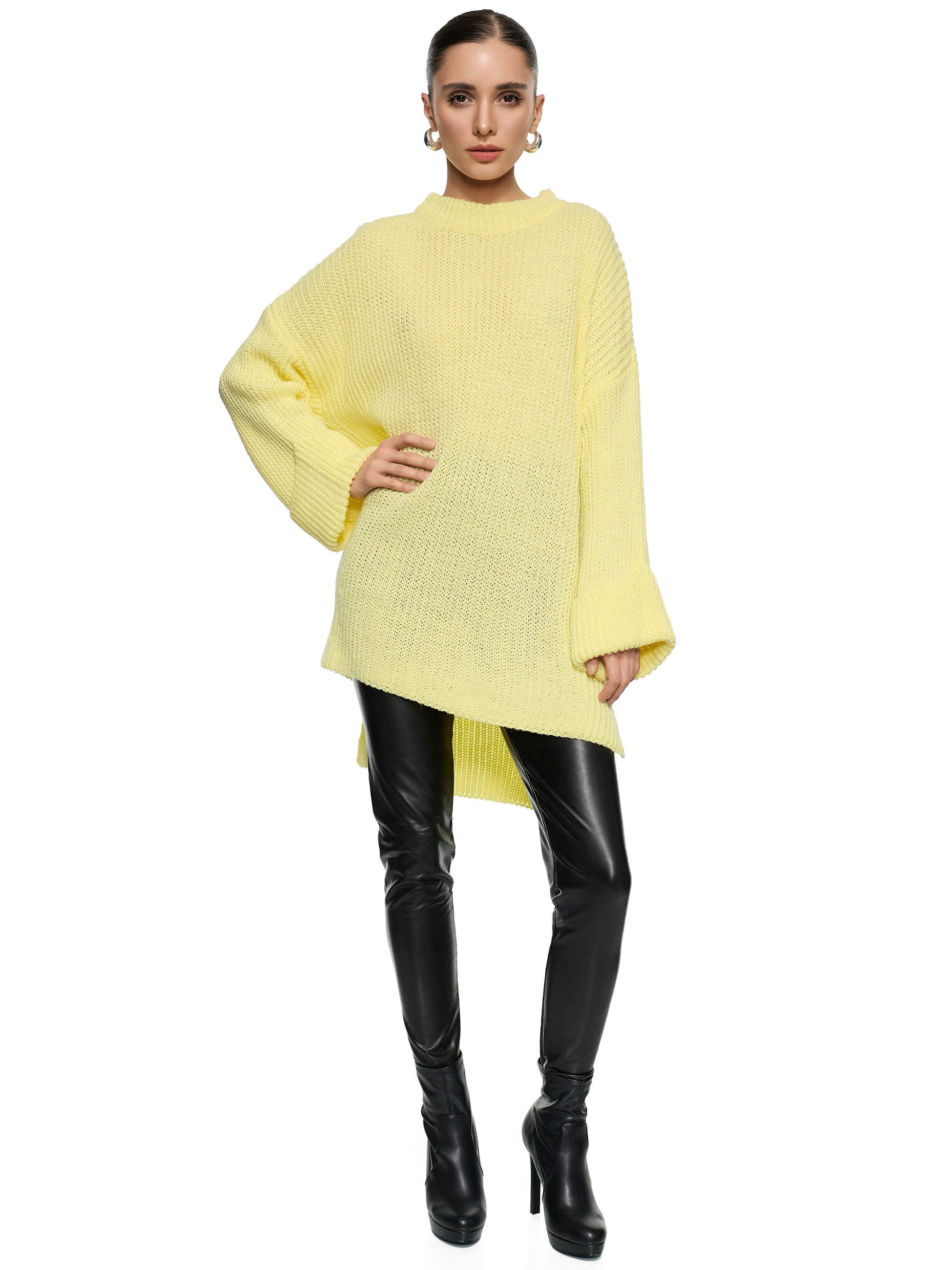 Worldclassca Longpullover WORLDCLASSCA Damen Oversize Strickpulllover Lang Pulli Oberteil Neue Kollektion - Stilvolle und gemütliche Strickmode für Damen