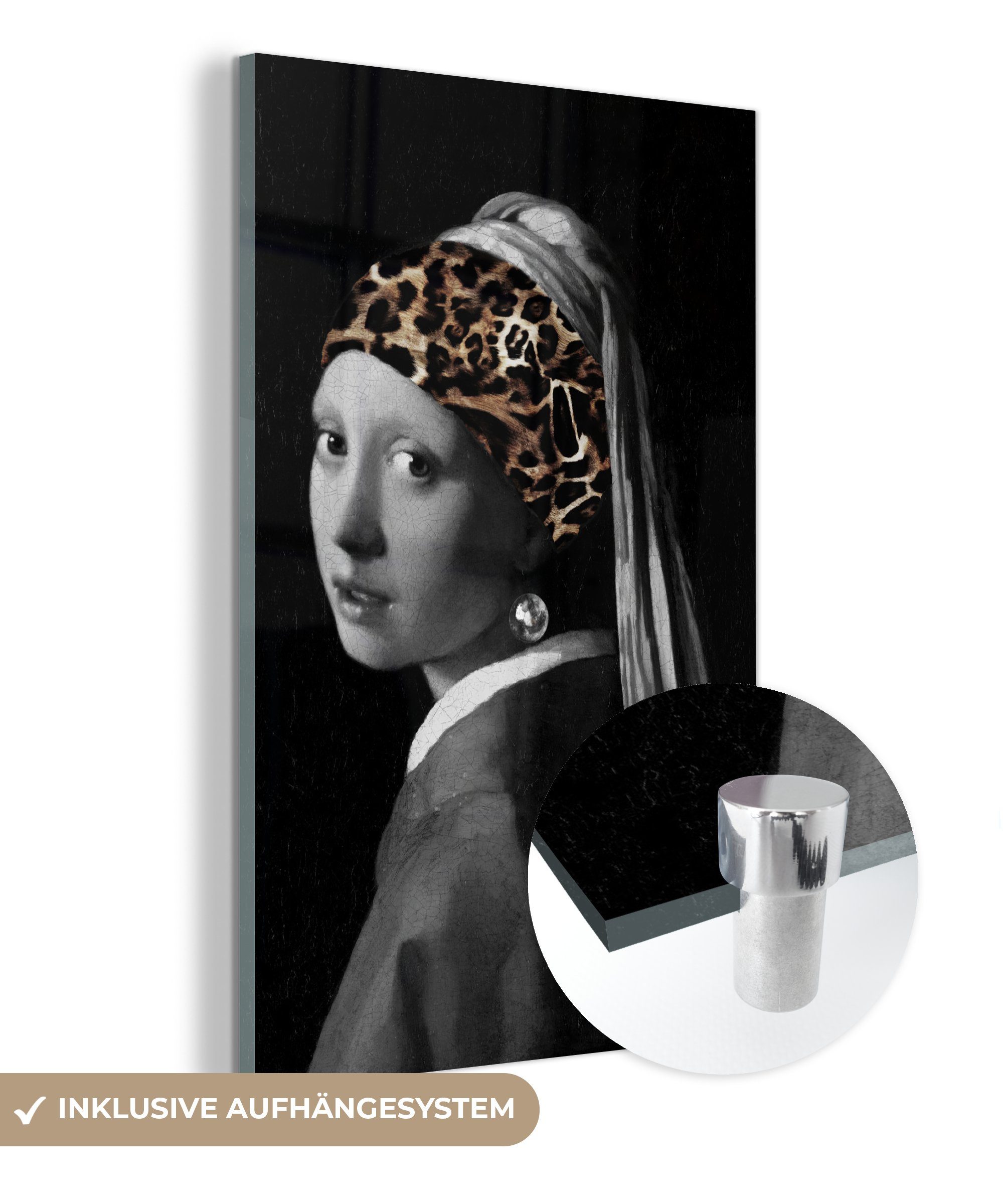Acrylglasbild Glas - MuchoWow Glas - dem Glasbilder auf - - mit Wanddekoration Mädchen Johannes Das Foto Perlenohrring Wandbild auf - Pantherdruck, (1 Bilder Vermeer St),