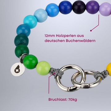 beadstars Schlüsselanhänger Mini-Schlüsselanhänger Rainbow, Schlüsselkette, Holzperle, Paracord