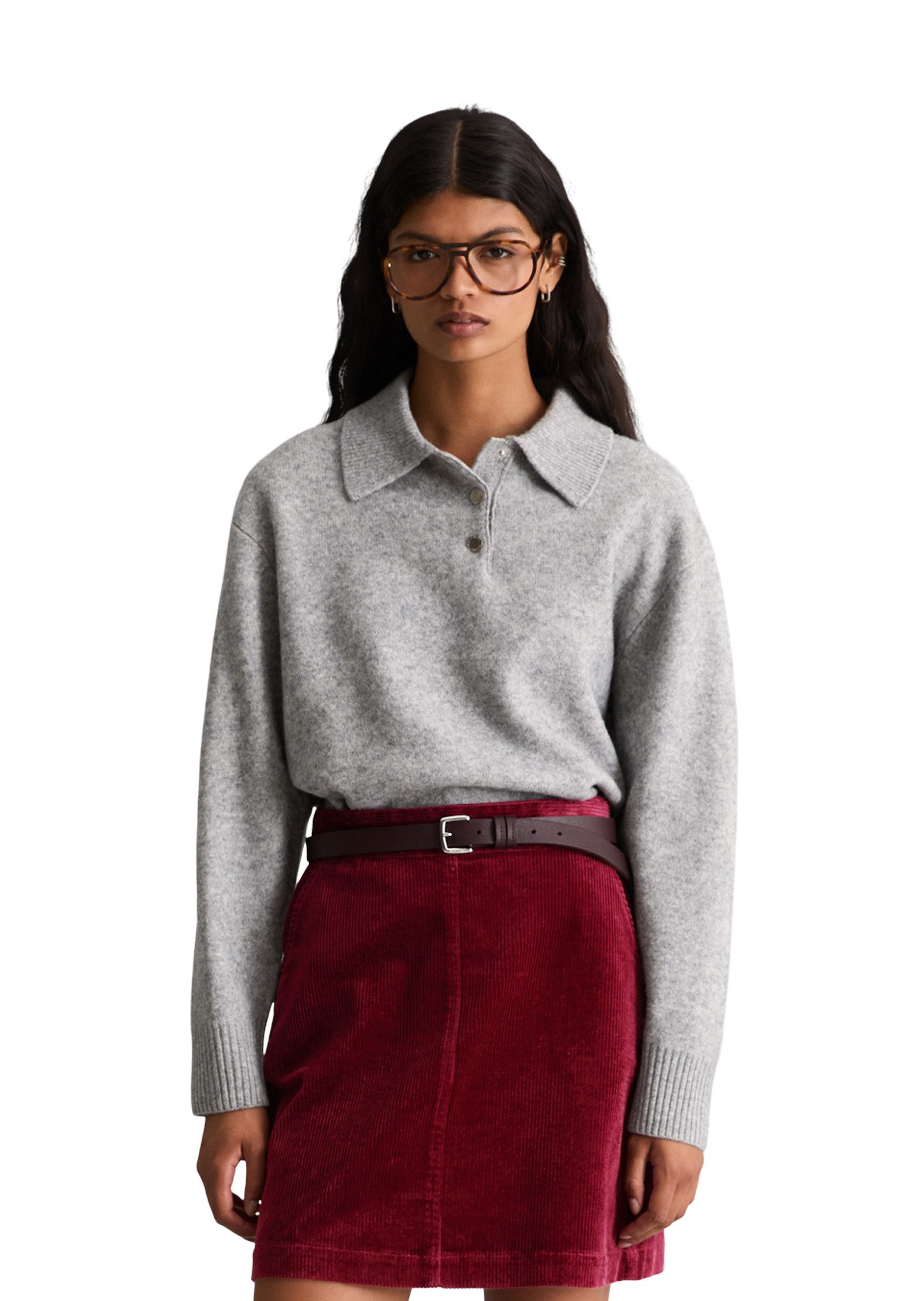 Marc O'Polo DENIM Langarm-Poloshirt aus softer Schurwolle