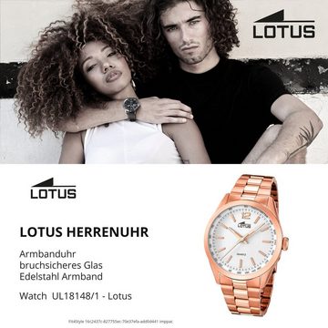 Lotus Quarzuhr Lotus Herren Uhr Elegant L18148/1 Stahl, Herren Armbanduhr rund, Edelstahlarmband kupfer