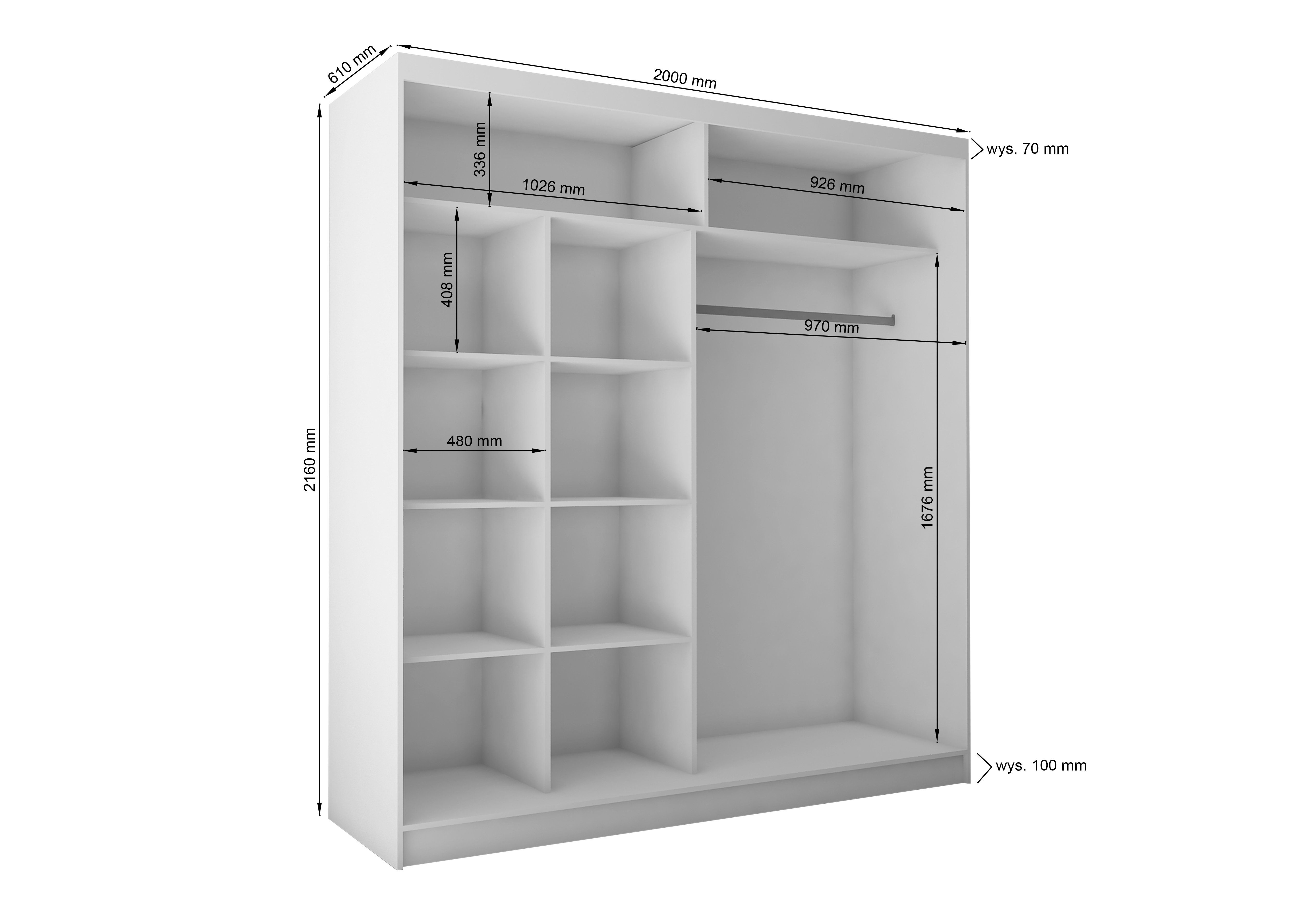 Beautysofa Schiebetürenschrank NELA II mit Spiegel, mit Lamellen, mit Schubladen