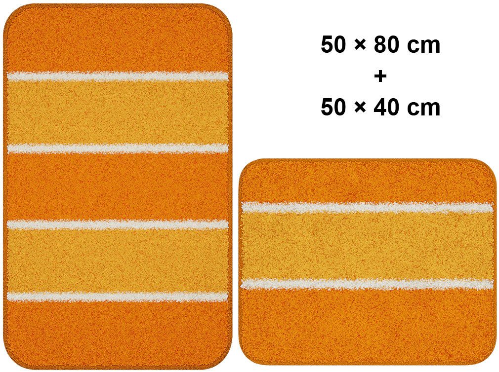 Linea Due Badematte Waymore, Höhe 18 mm, rutschhemmend beschichtet, fußbodenheizungsgeeignet, Polyester, rechteckig, 2-tlg. Badematte