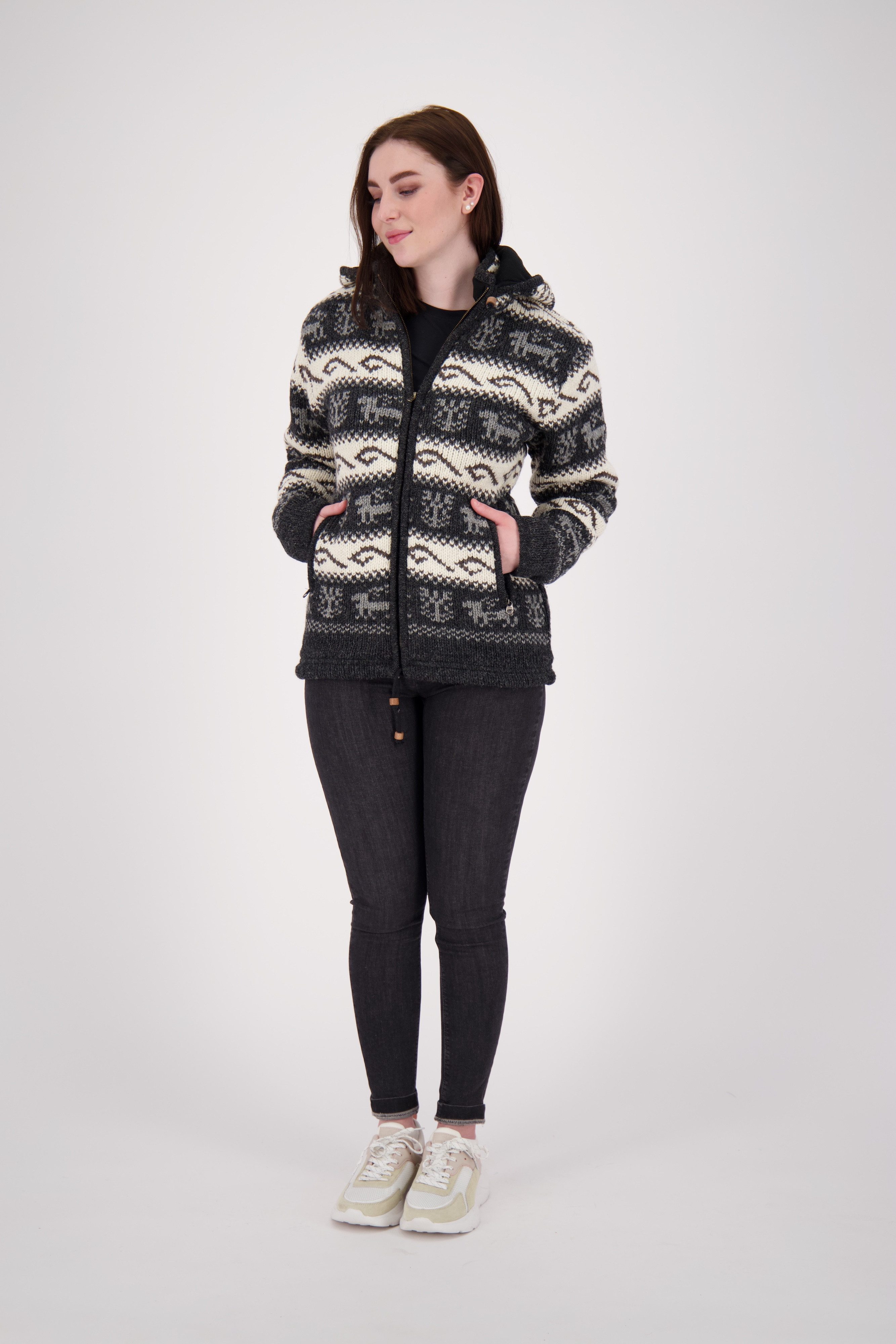 DEPROC Active Strickfleecejacke ANNAPURNA mit Kapuze und weichem Fleece gefüttert – Bild 4 von 5