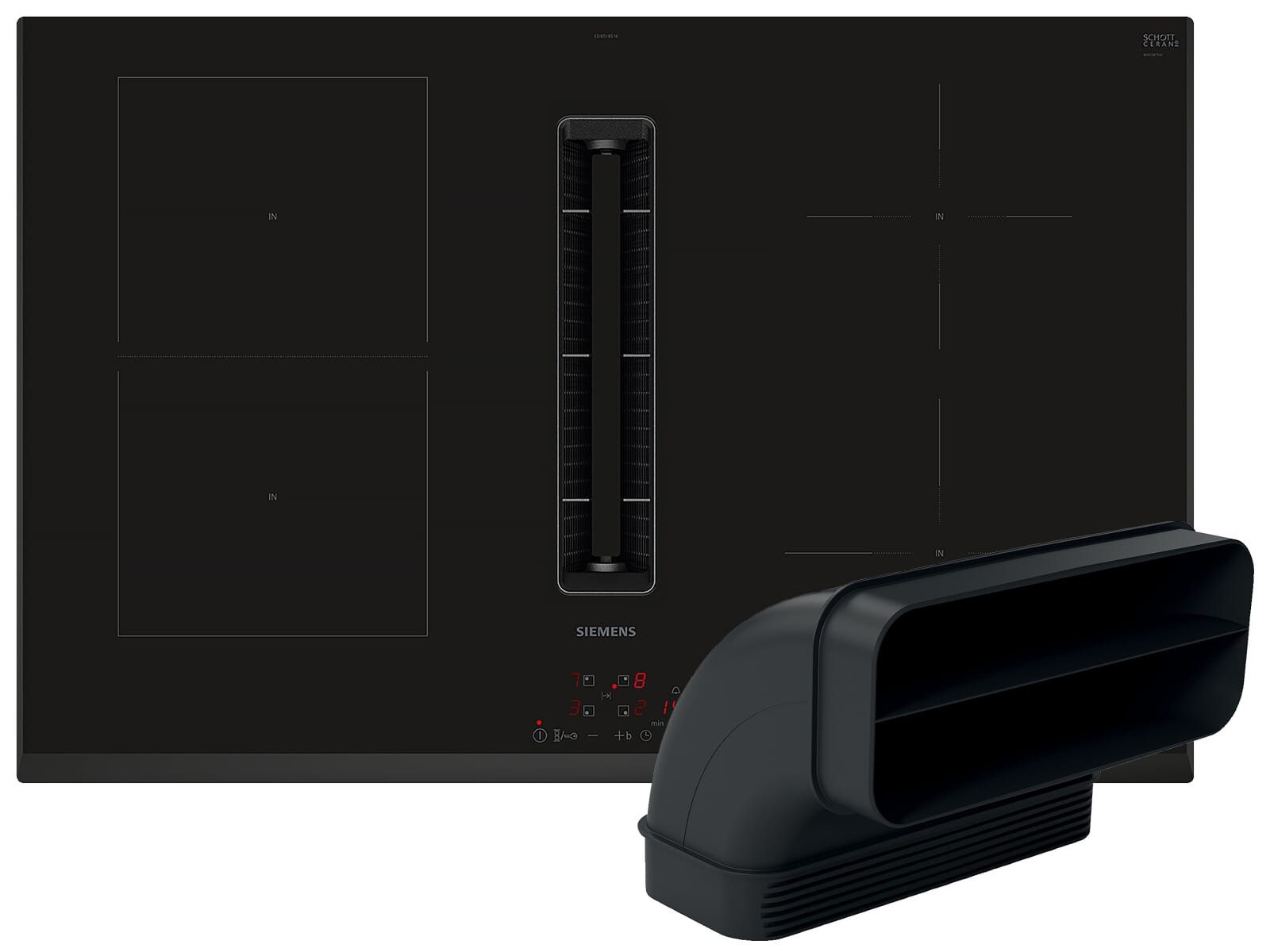 SIEMENS Kochfeld mit Dunstabzug ED851BGA7, Powerboost-Funktion, Timer, TouchControl-Bedienung