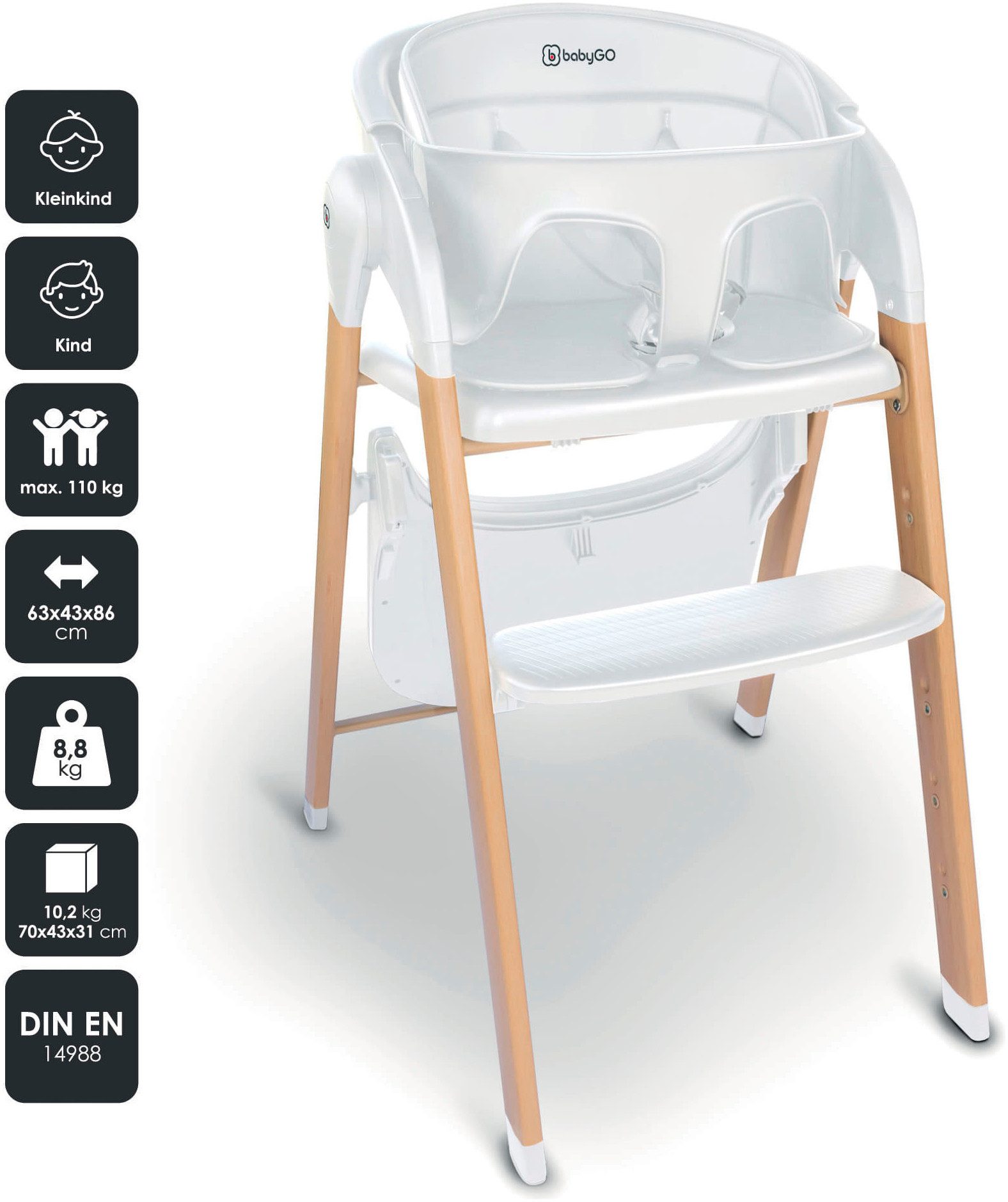BabyGo Kombihochstuhl Levels, inklusive Wippe