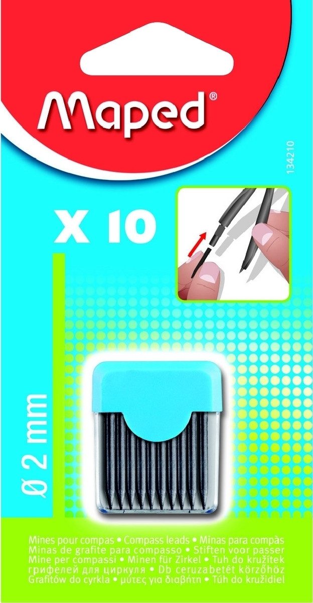 MAPED Vokabelheft Zirkelminenbehälter mit Minen 2mm VE=10 Stück