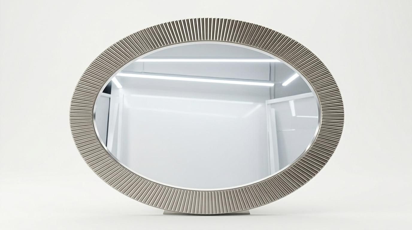 Xlmoebel Dekospiegel Moderner silberner Dekospiegel für ein komfortables Wohnzimmer, Made in Europa