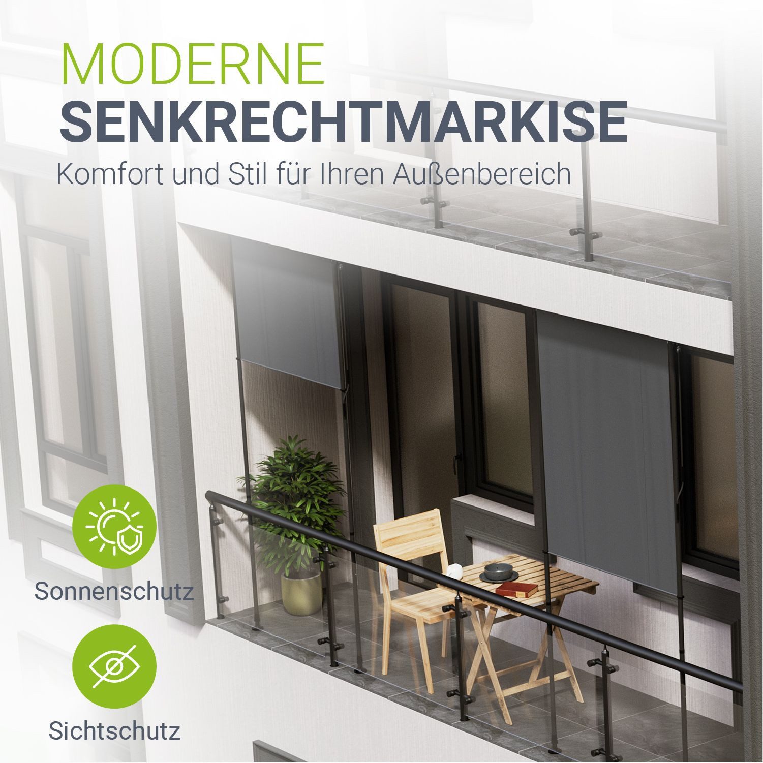 Juskys Senkrechtmarkise Barbados Klemmmontage ohne Bohren, günstig online kaufen