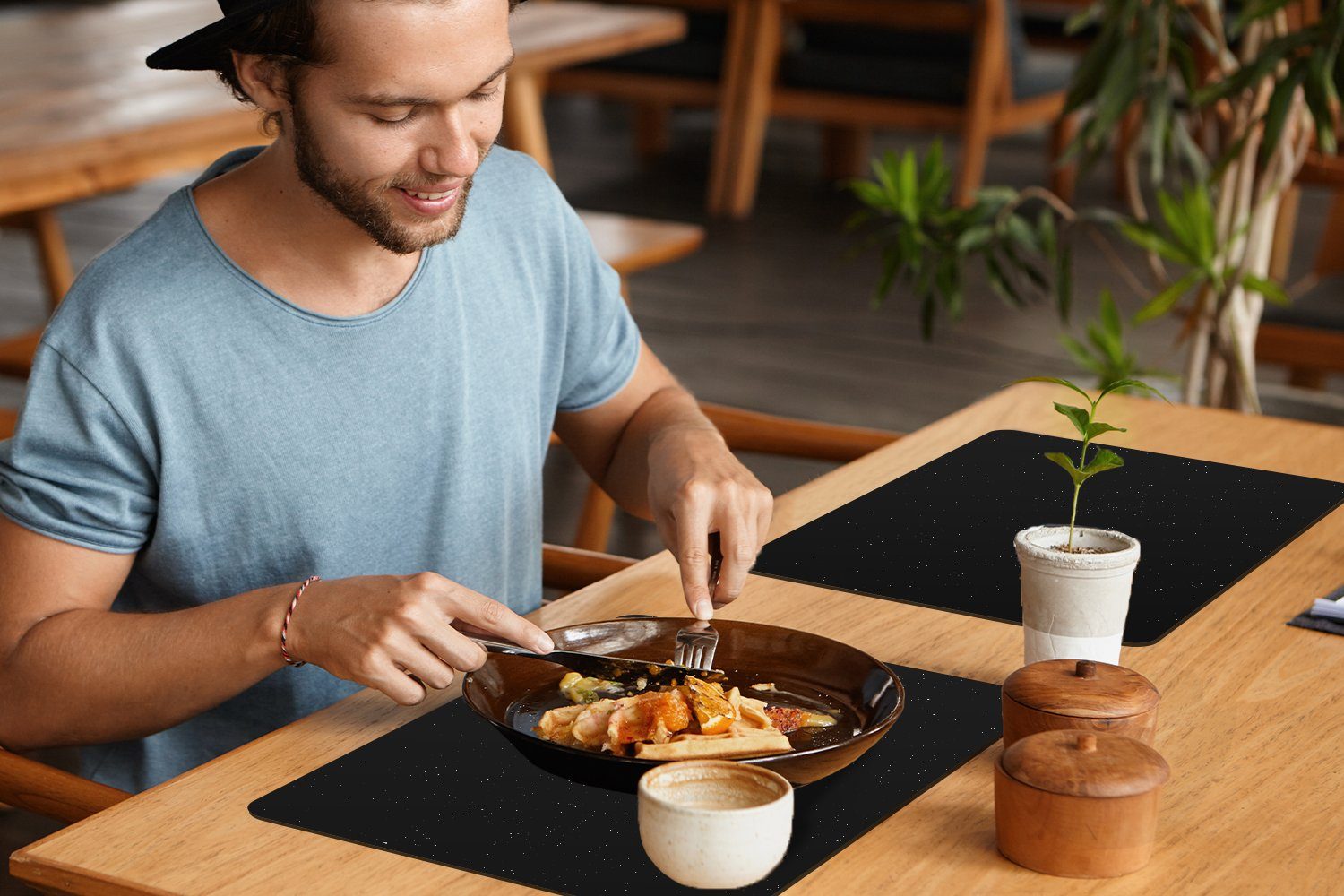 MuchoWow Platzset Sternenhimmel - Schwarz - Weiß - Himmel, (6-St), Platzsets, Tischset, Abwaschbar, Tischsets, Platzdeckchen – Bild 5 von 5