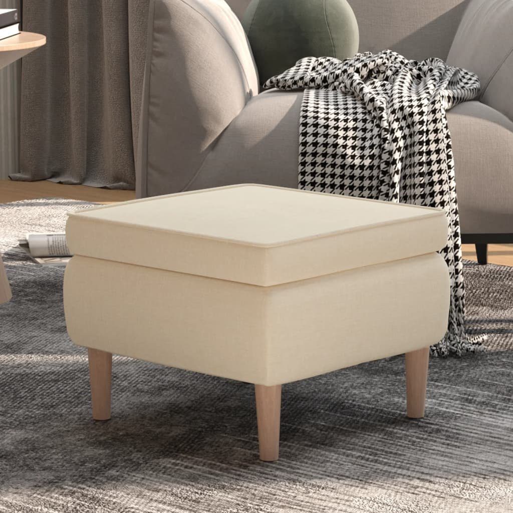 vidaXL Hocker Hocker mit Holzbeinen Creme Stoff (1 St)