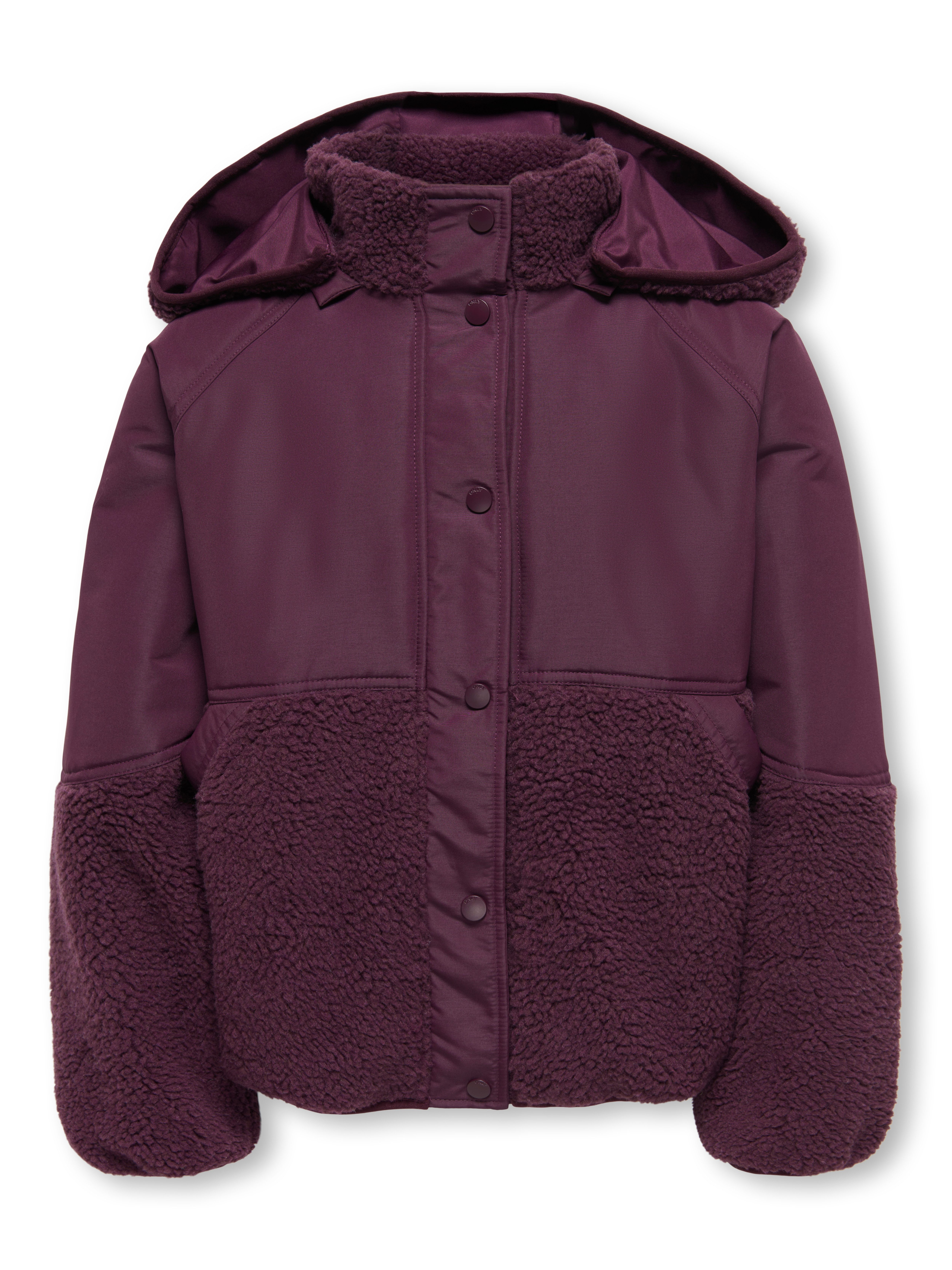 KIDS ONLY Kapuzenplüschjacke KOGNOMI TEDDY MIX JACKET VD OTW im tollen Materialmix mit Plüsch – Bild 4 von 5