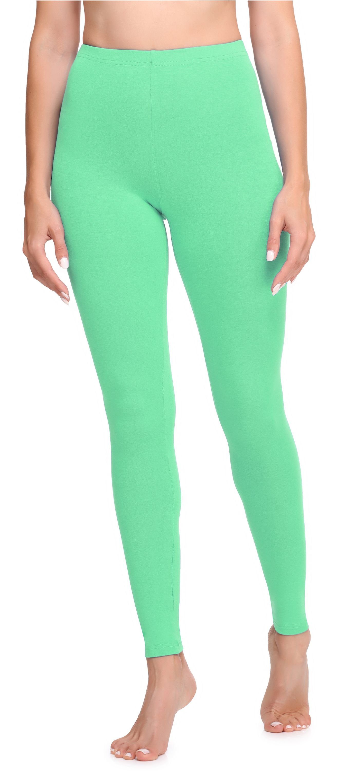 Leggings aus Baumwolle Damen Leggings Minze (1-tlg) LA40-133 Lange Bund elastischer Ladeheid