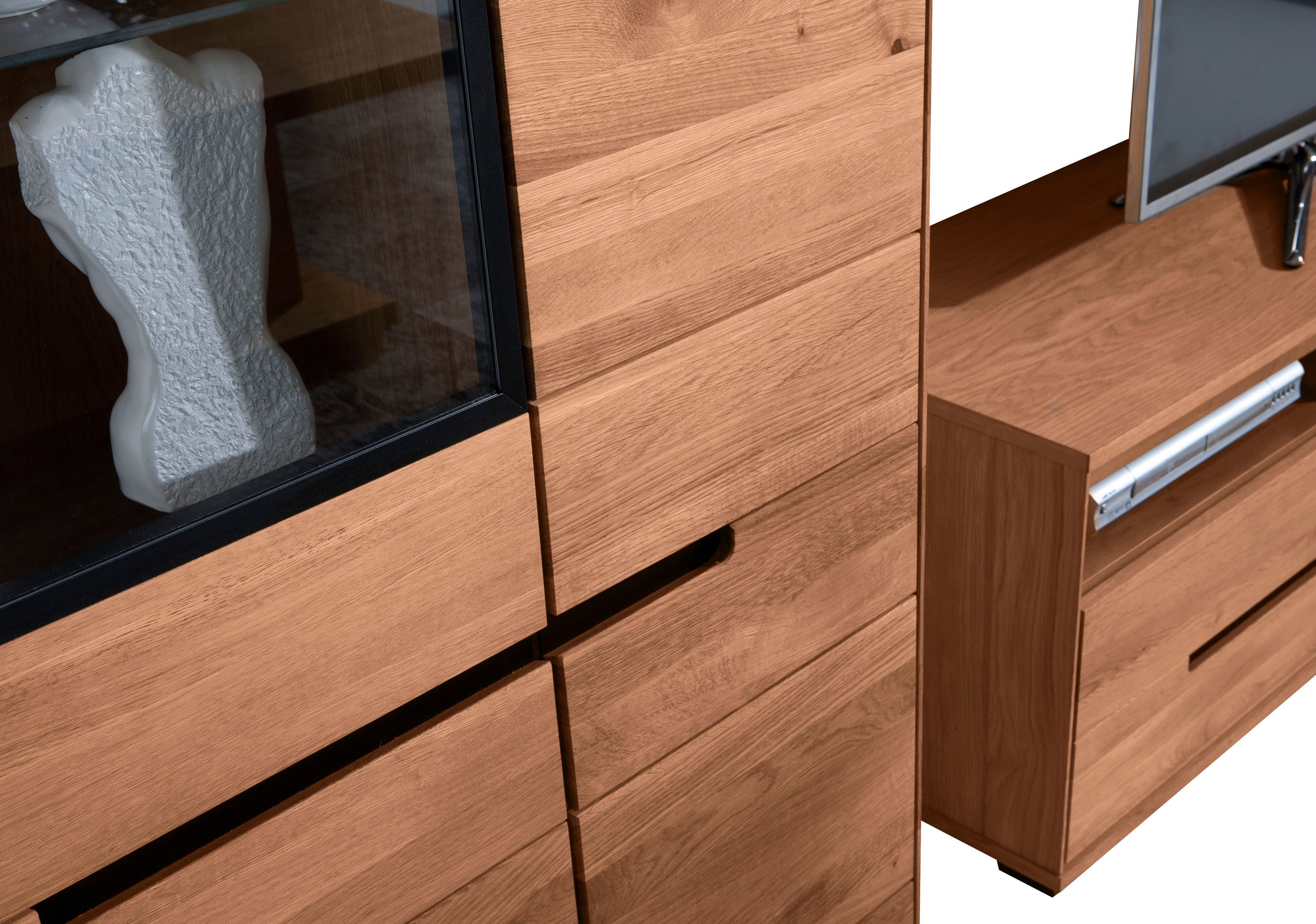 Home affaire Highboard, Schwarze Elemente, viel Stauraum, Türen mit dampfer, Wohnzimmer