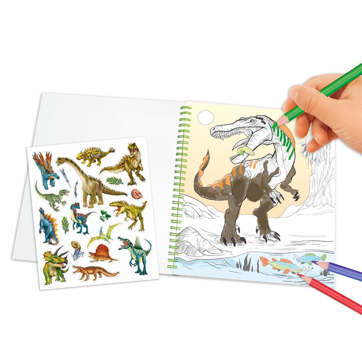 Thumbnail - Depesche Malvorlage Dino World Dinosaurier Malbuch mit Pailletten Buch Ausmalbuch, inkl. Sticker
