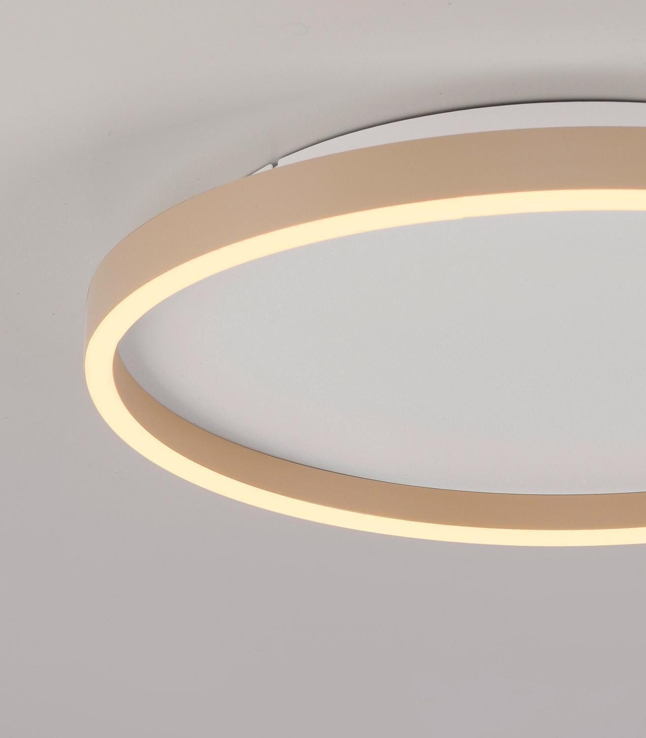 MONDO LED Deckenleuchte ELARO, Sandfarben, Metall, Dimmfunktion, LED fest integriert, Extra-Warmweiß, Ø 40 x 5,5 cm