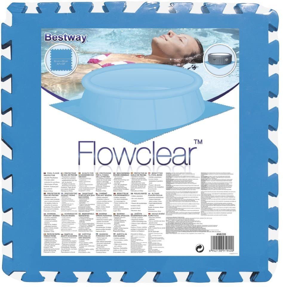 BESTWAY Bodenschutzplane Bestway Pool Bodenschutzmatte - 9er Set / 50 x 50, Puzzle Unterlage in blau