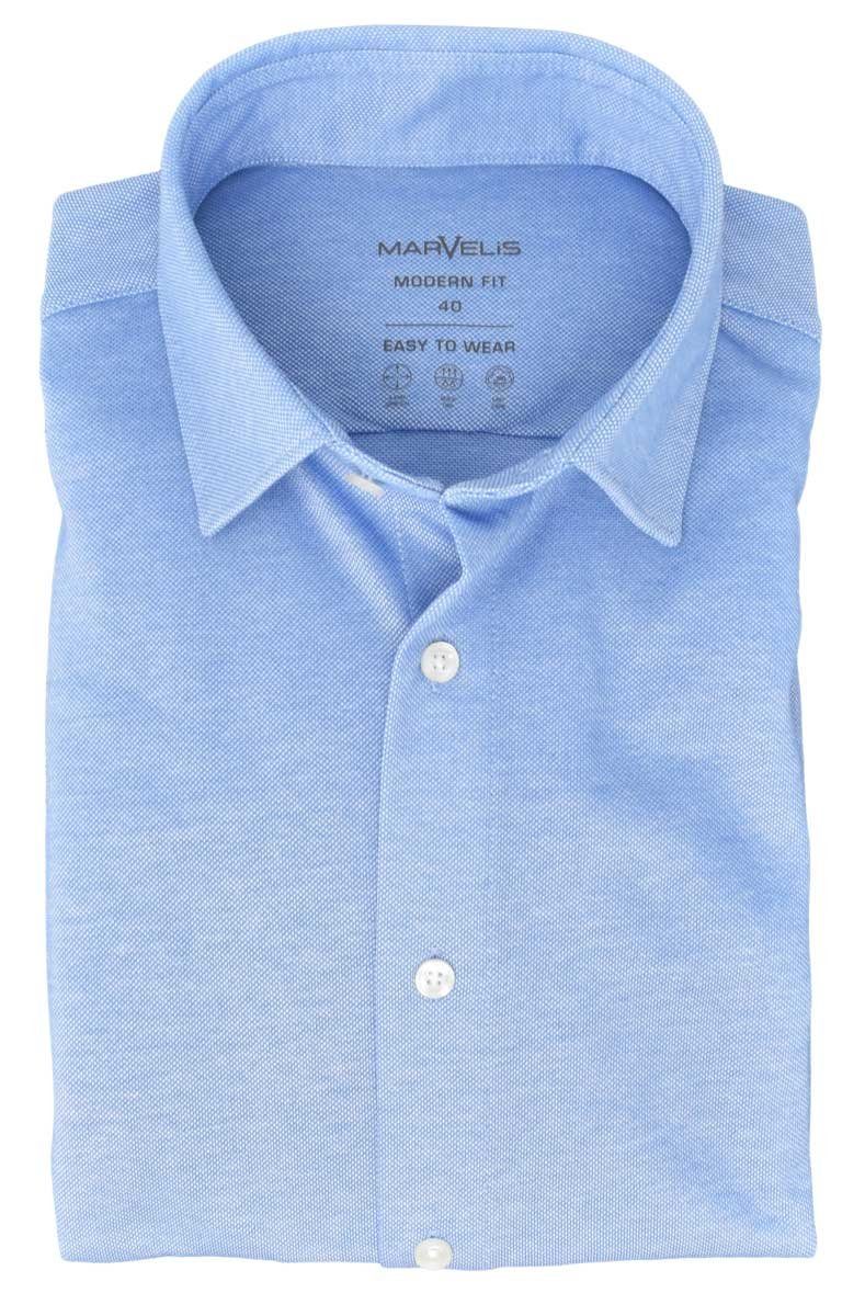 MARVELIS Businesshemd Easy To Wear Hemd - Modern Fit - Langarm - Struktur - Hellblau 4-Way Stretch, Quick dry (schnelltrocknend)