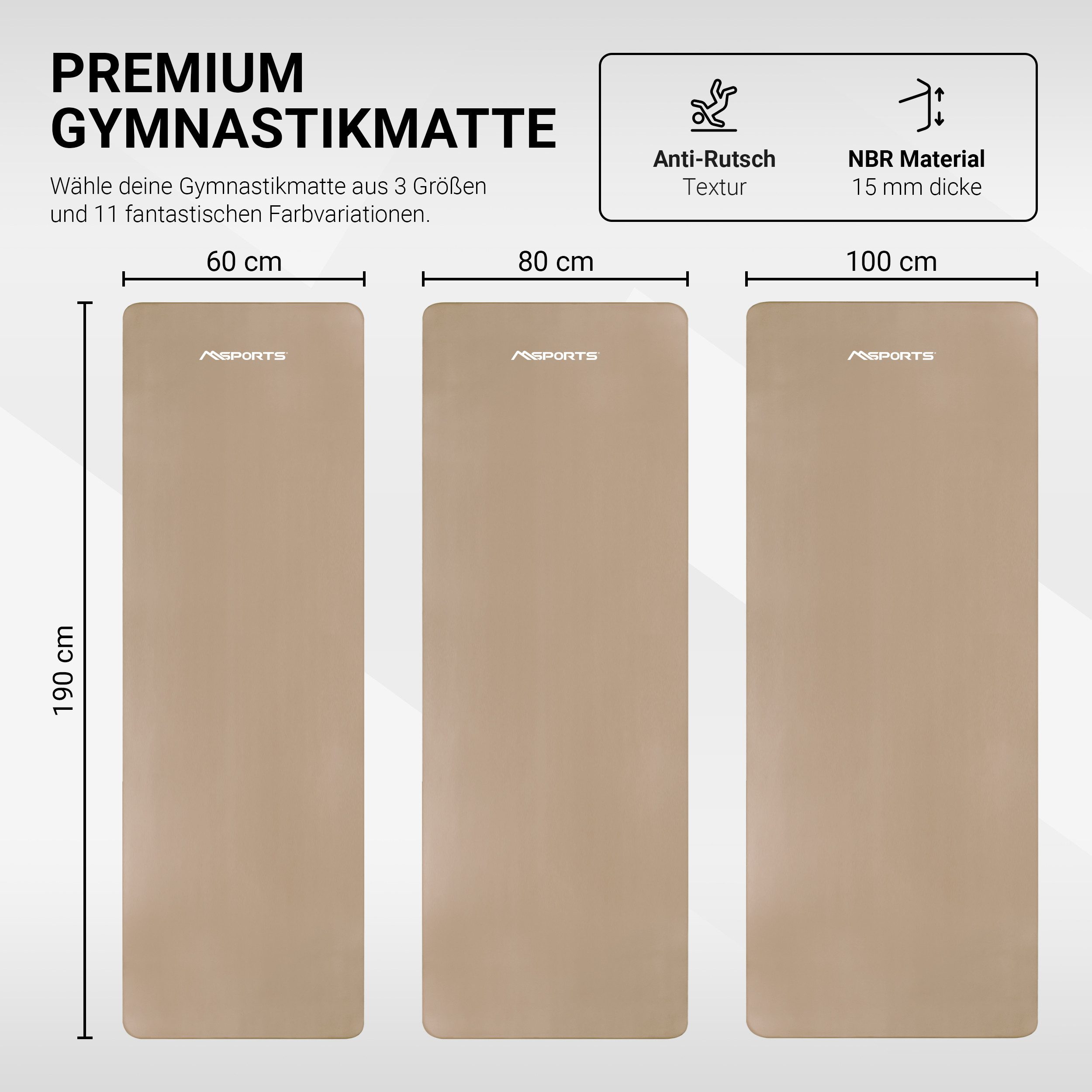 MSports® Gymnastikmatte Yogamatte inkl. Tragegurt + Poster + Workout App – Bild 2 von 5