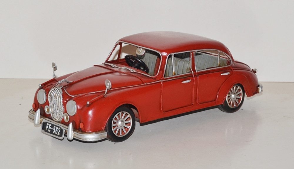 Modellauto Blechauto Modellauto Jaguar 1959 in rot Oldtimer L 35 cm aus Blech