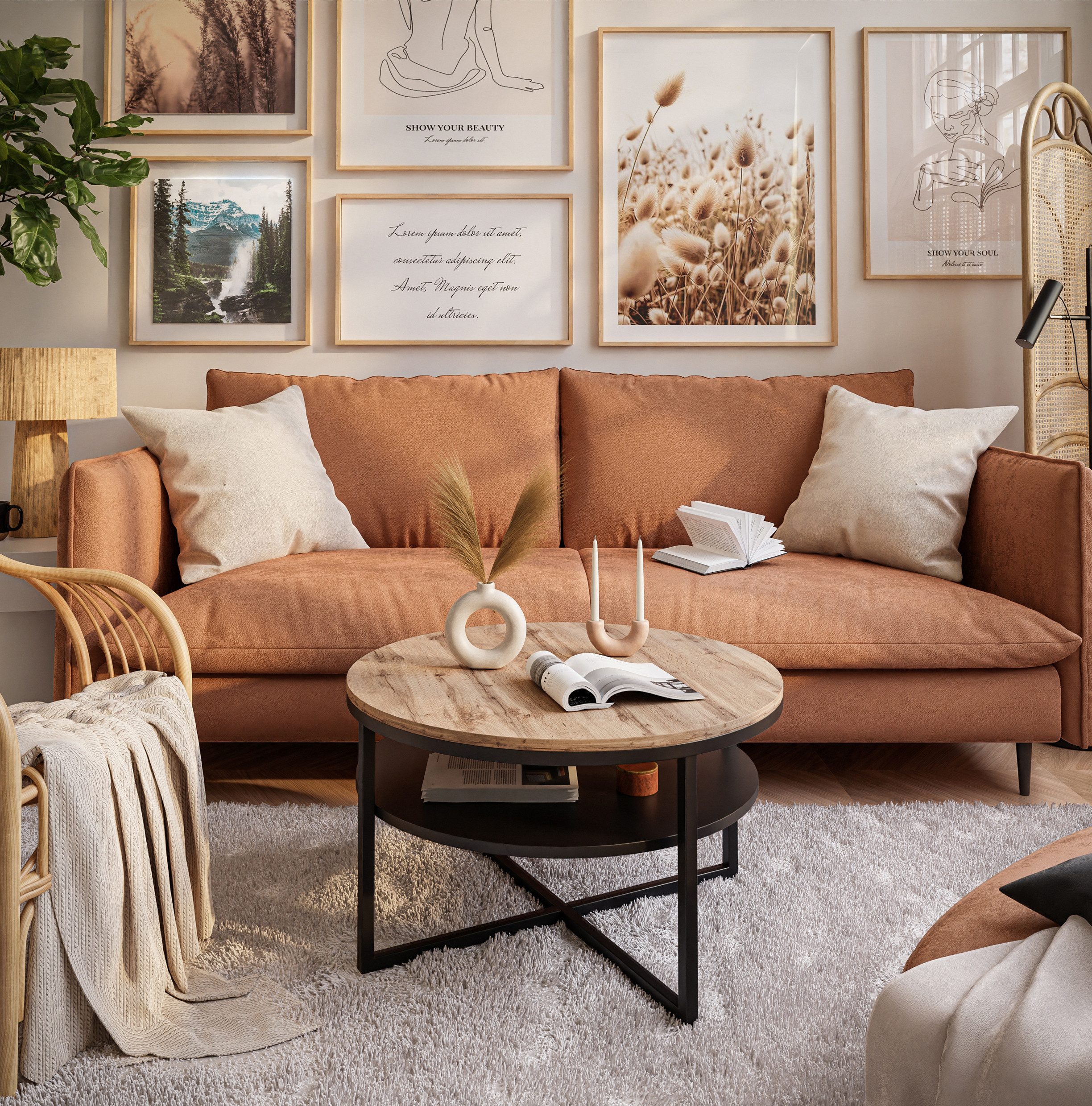 Lookway Couchtisch CIRI-X LOFT mit Ablage (1 Tisch), Durchmesser: ⌀ 70 cm günstig online kaufen