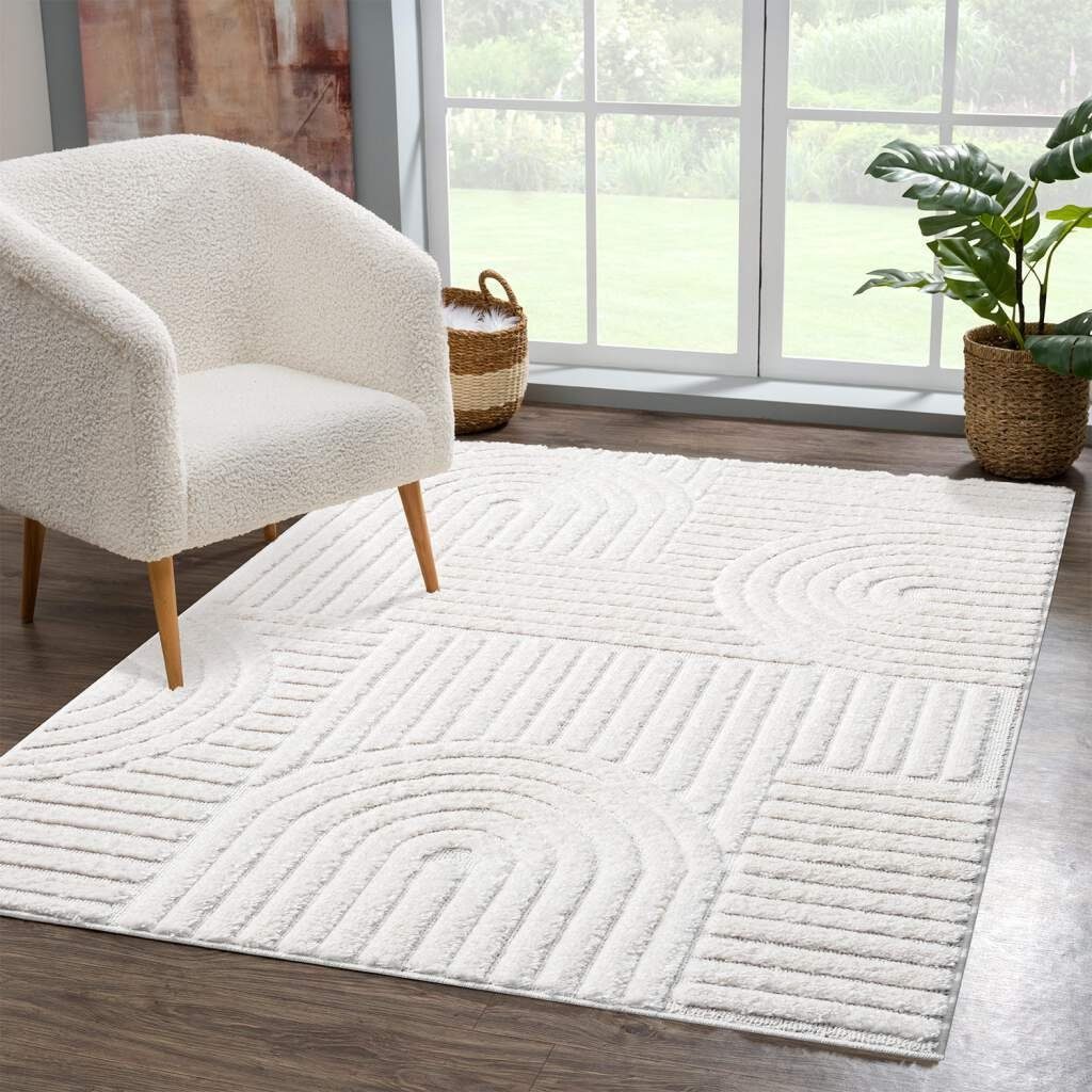 Hochflor-Teppich FOCUS765, Carpet City, rechteckig, Höhe: 20 mm, Boho-Teppich, Hochtief-Muster/ 3D-Effekt, für Wohnzimmer, Schlafzimmer