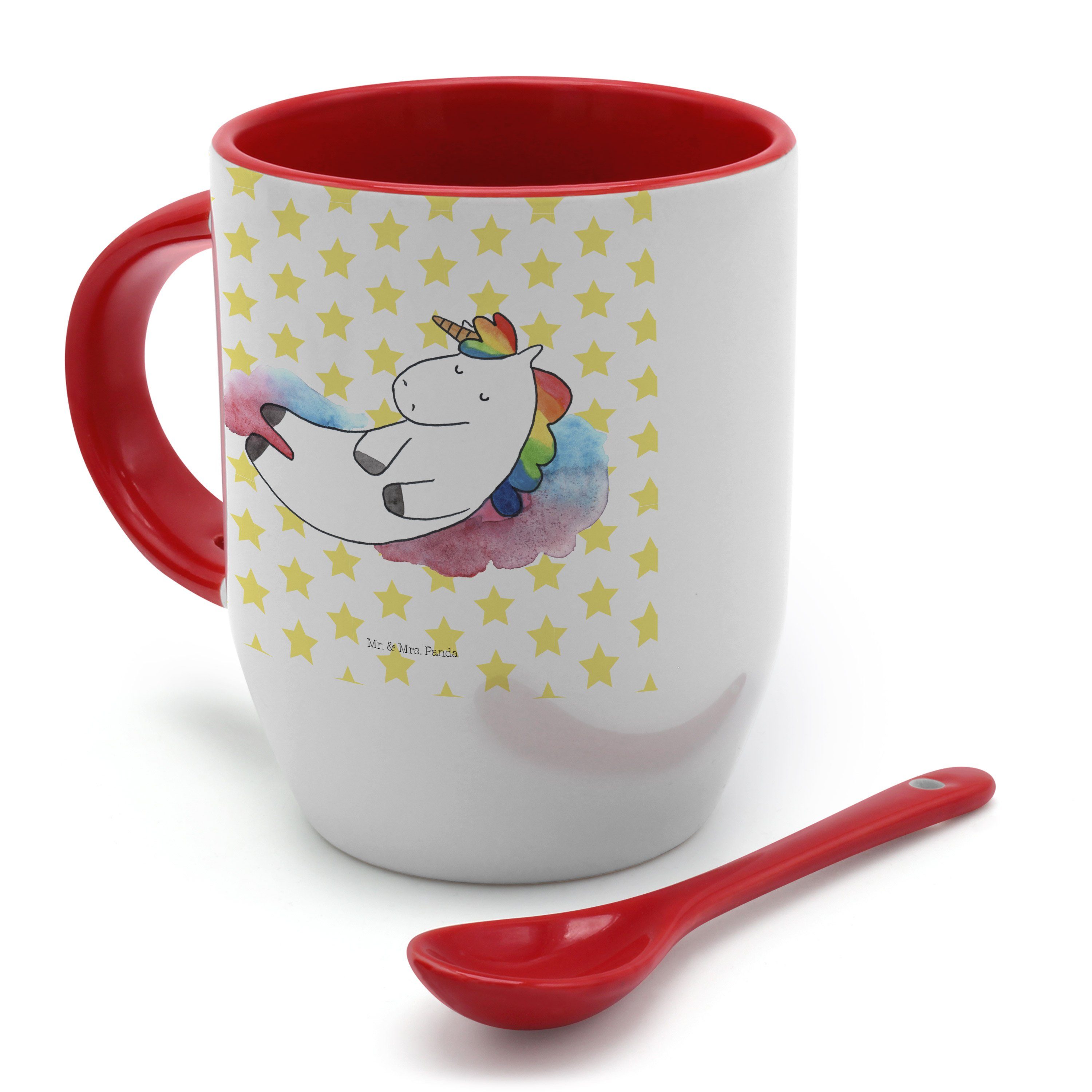 Mr. & Mrs. Panda Tasse Kaffeebecher, Einhörner, - 7 Tassen, Einhorn Wolke Weiß - Keramik Geschenk