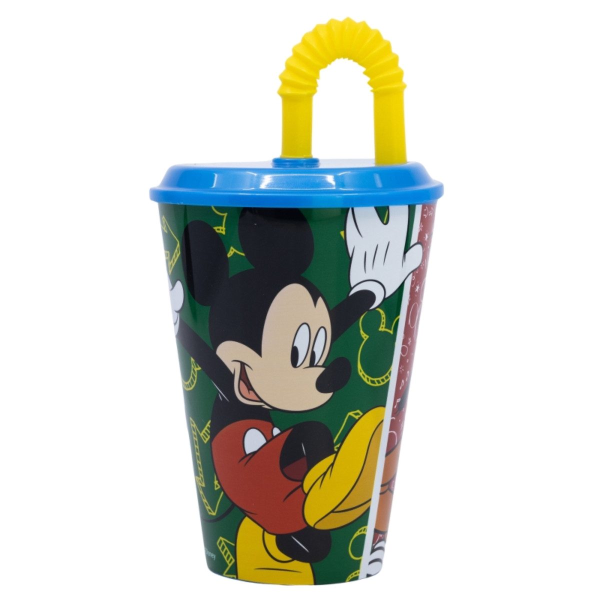 Disney Mickey Mouse Trinkflasche Trinkbecher 430 ml mit Deckel und Strohhalm