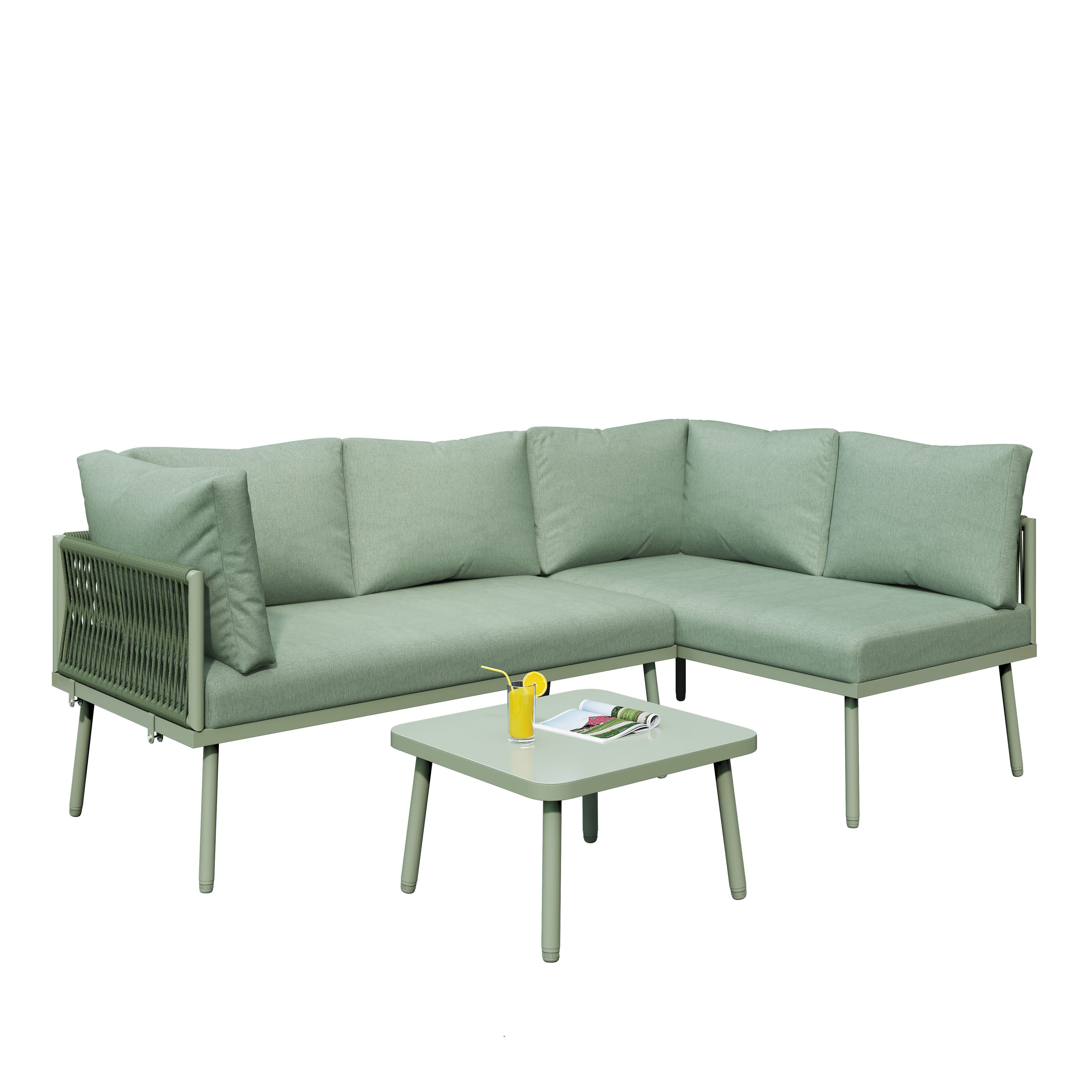 Odikalo Gartenlounge-Set Gartenmöbel-Set Sitzkissen verstellbaren Füßen günstig online kaufen