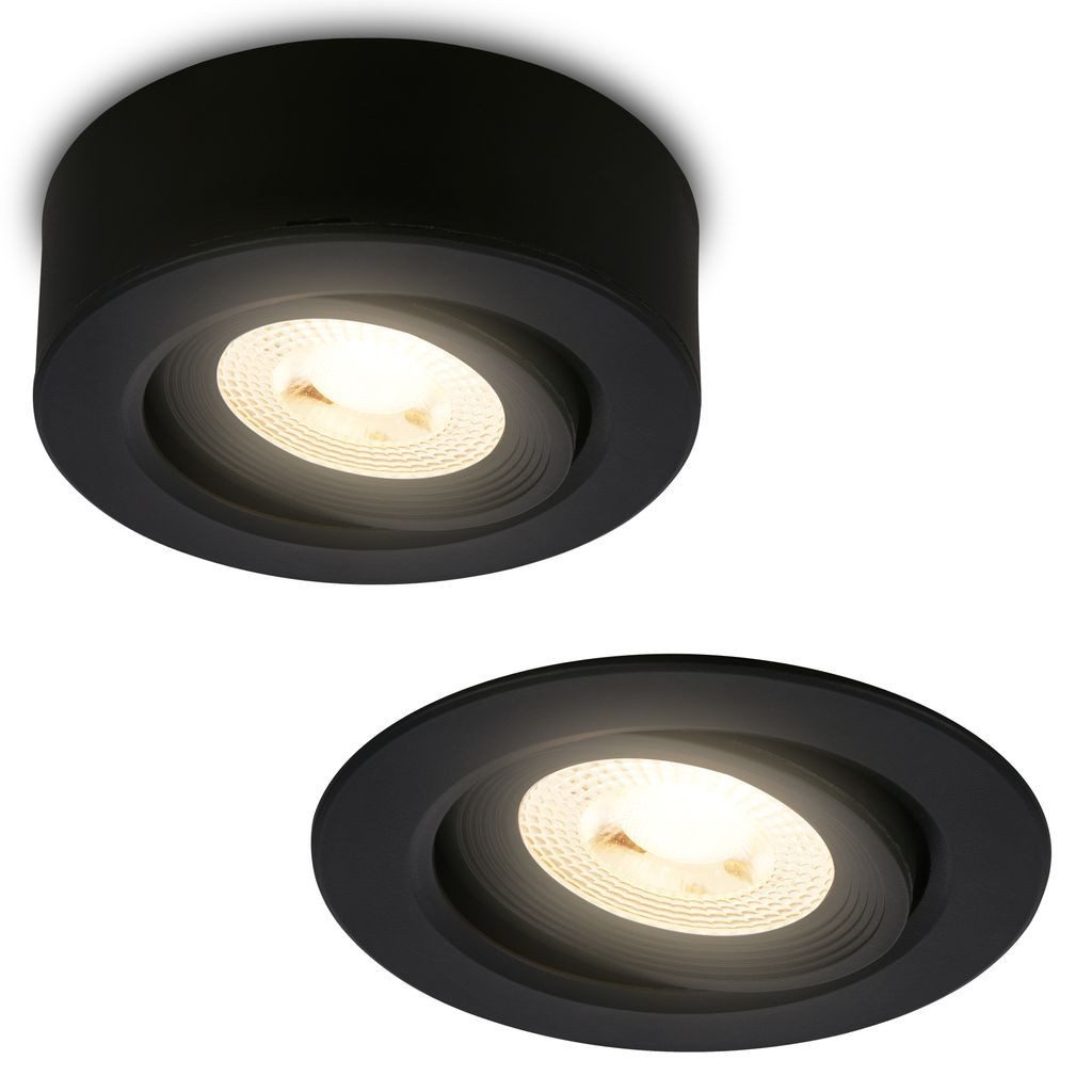 Briloner Leuchten LED Deckenleuchte Aufbauspot Einbauleuchte Wohnzimmer schwenkbar 7991015, LED fest integriert, 3000K - Warmweiß, LED Einbauleuchte 90x30 mm Schwarz 5W Decke Wohnzimmer Schlafzimmer